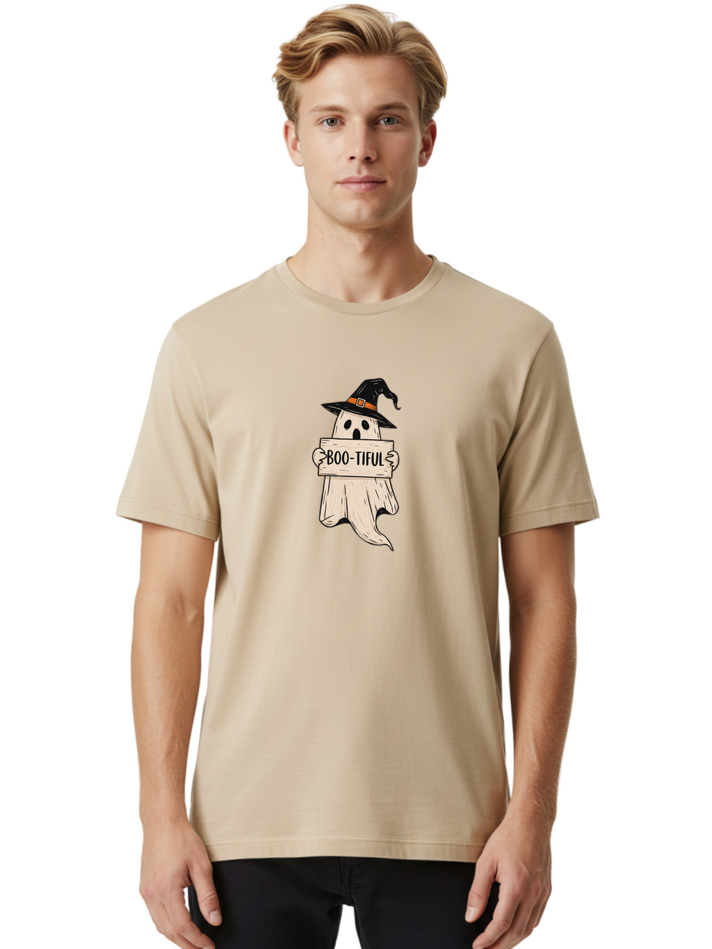 Boo-Tiful-Ghost-4 Men'S Graphic Tee, 100% Cotton, Comfortable Casual Summer Wear, Machine Washable, Vintage Camera, Old Camera, Antique Camera, Black Camera, Classic Photography, Photography Equipment, Nostalgic Device, Film Camera, Camera Art Bak096