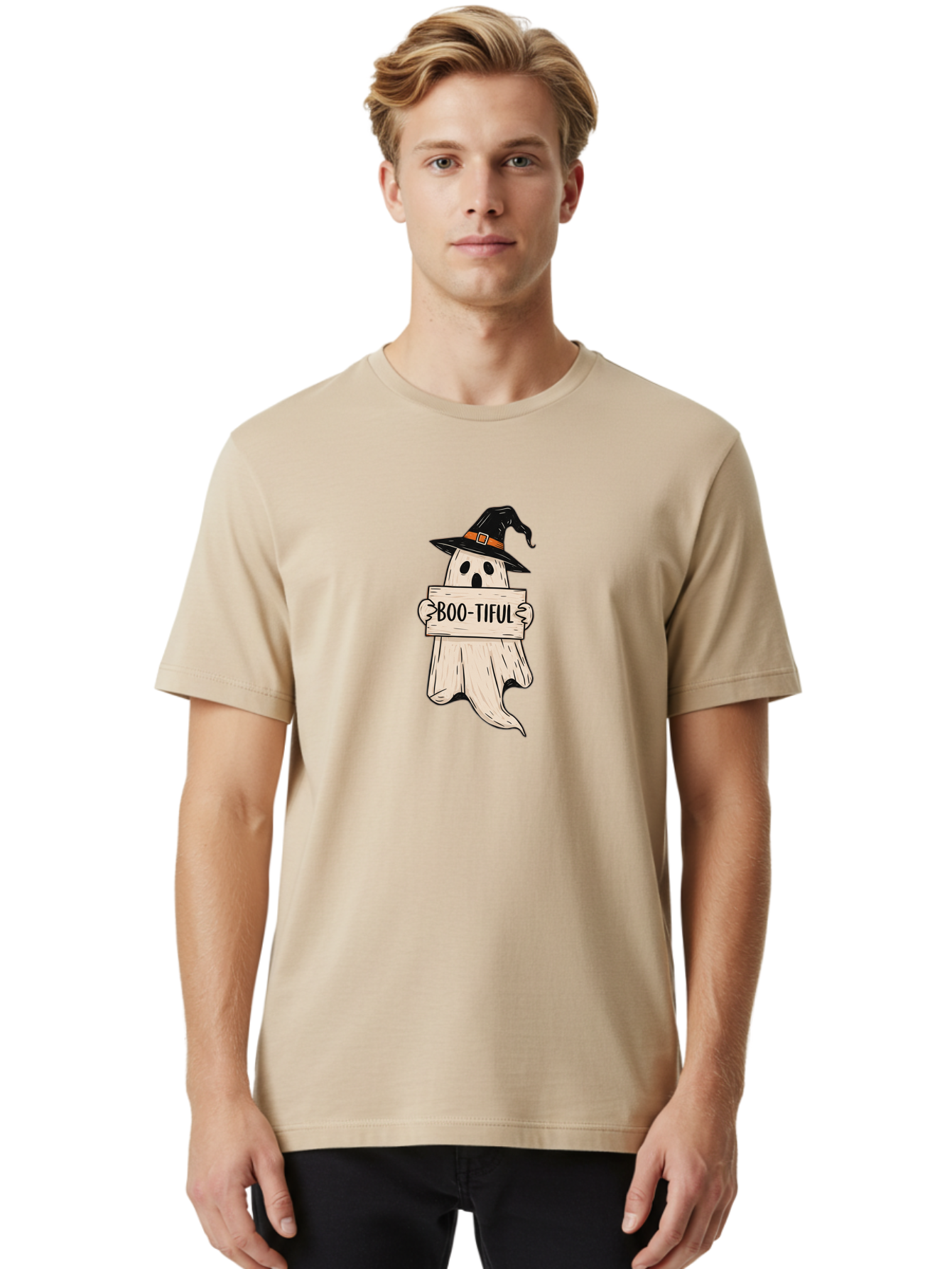Boo-Tiful-Ghost-4 Men'S Graphic Tee, 100% Cotton, Comfortable Casual Summer Wear, Machine Washable, Vintage Camera, Old Camera, Antique Camera, Black Camera, Classic Photography, Photography Equipment, Nostalgic Device, Film Camera, Camera Art Bak096