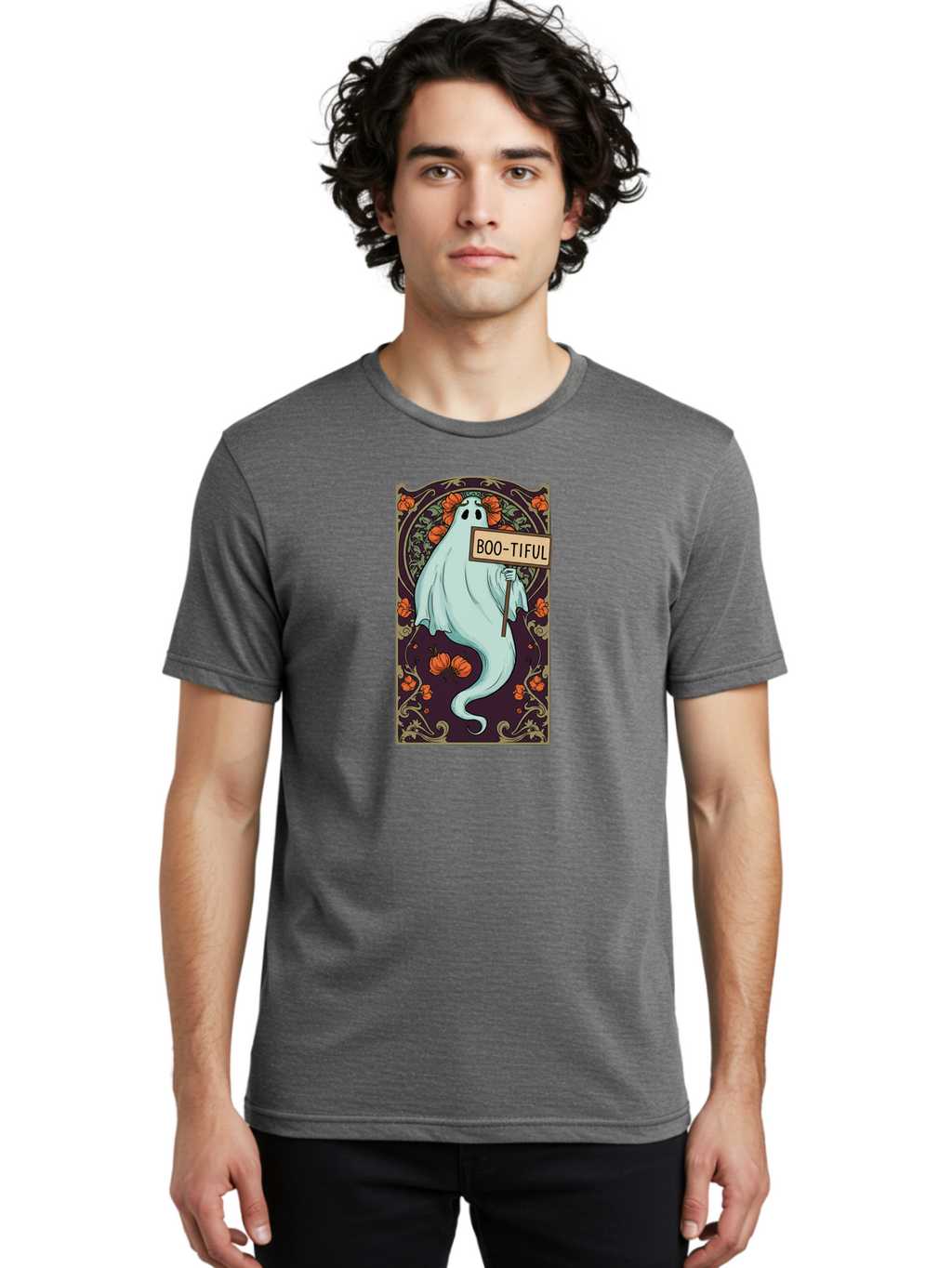 Boo-Tiful-Ghost-5 Men'S Graphic Tee, 100% Cotton, Comfortable Casual Summer Wear, Machine Washable, Vintage Camera, Old Camera, Antique Camera, Black Camera, Classic Photography, Photography Equipment, Nostalgic Device, Film Camera, Camera Art Bak097