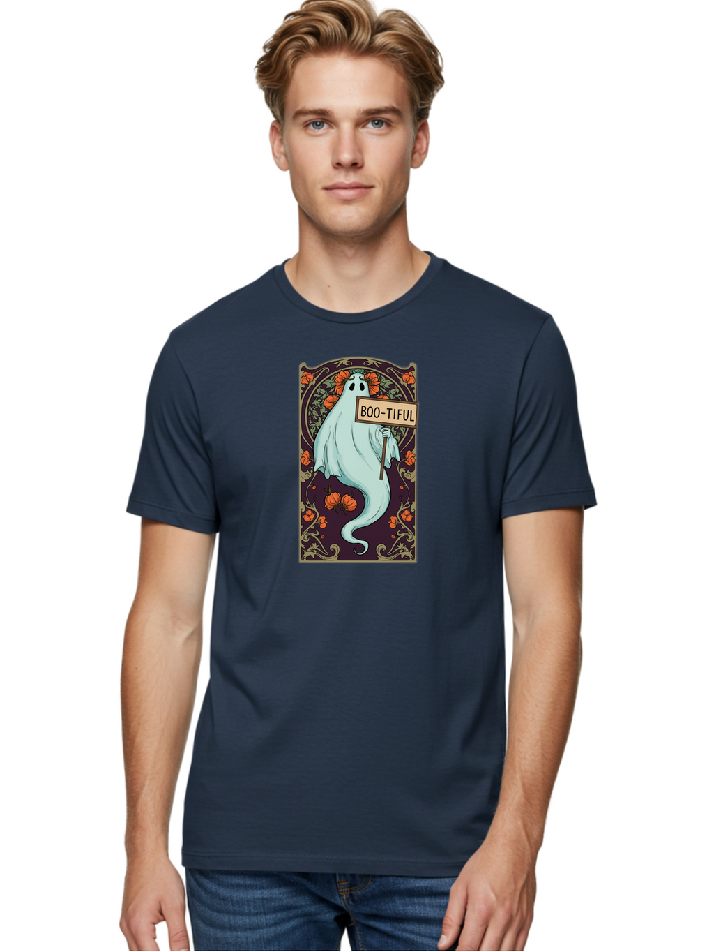 Boo-Tiful-Ghost-5 Men'S Graphic Tee, 100% Cotton, Comfortable Casual Summer Wear, Machine Washable, Vintage Camera, Old Camera, Antique Camera, Black Camera, Classic Photography, Photography Equipment, Nostalgic Device, Film Camera, Camera Art Bak097