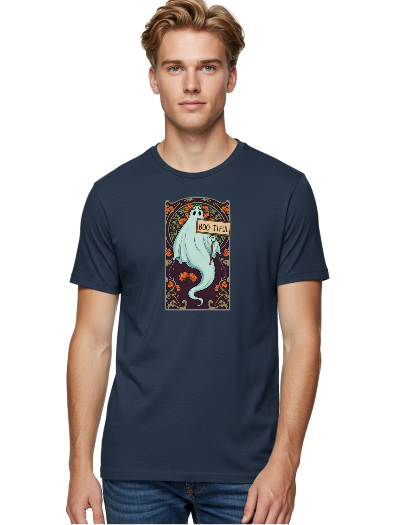 Boo-Tiful-Ghost-5 Men'S Graphic Tee, 100% Cotton, Comfortable Casual Summer Wear, Machine Washable, Vintage Camera, Old Camera, Antique Camera, Black Camera, Classic Photography, Photography Equipment, Nostalgic Device, Film Camera, Camera Art Bak097