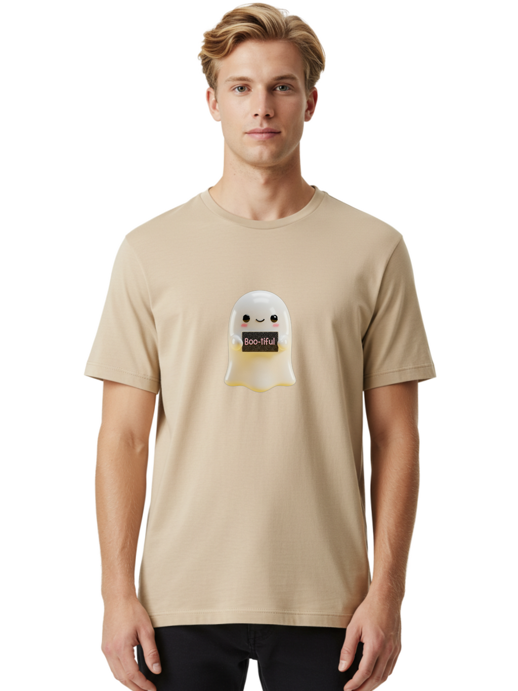 Boo-Tiful-Ghost Men'S Graphic Tee, 100% Cotton, Comfortable Casual Summer Wear, Machine Washable, Vintage Camera, Old Camera, Antique Camera, Black Camera, Classic Photography, Photography Equipment, Nostalgic Device, Film Camera, Camera Art Bak099