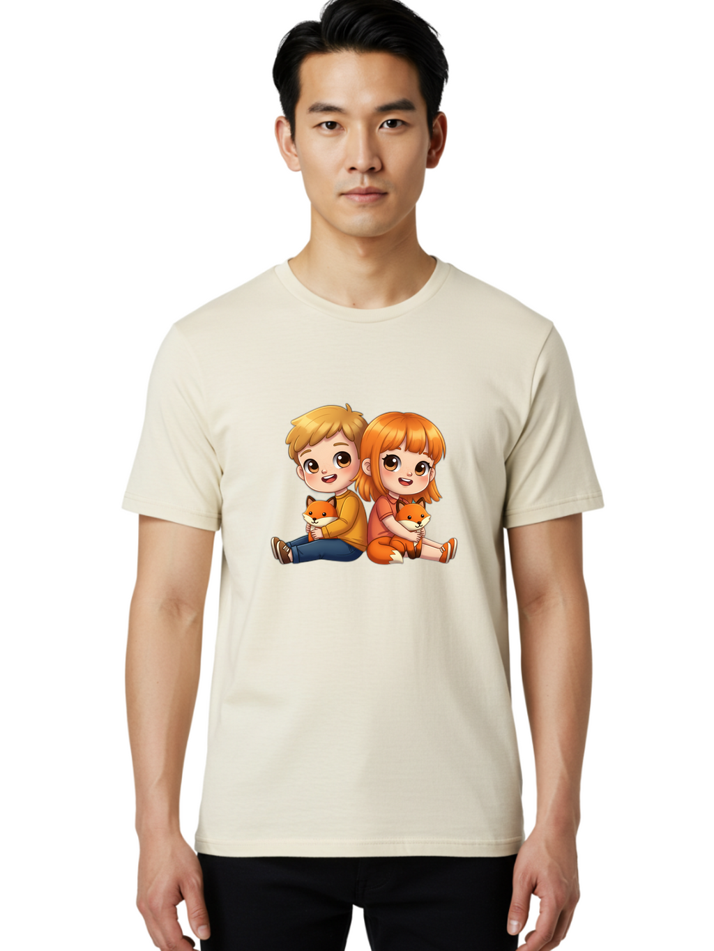 Boy-And-Girl-With-Foxes Men'S Graphic Tee, 100% Cotton, Comfortable Casual Summer Wear, Machine Washable, Vintage Camera, Old Camera, Antique Camera, Black Camera, Classic Photography, Photography Equipment, Nostalgic Device, Film Camera, Bak104