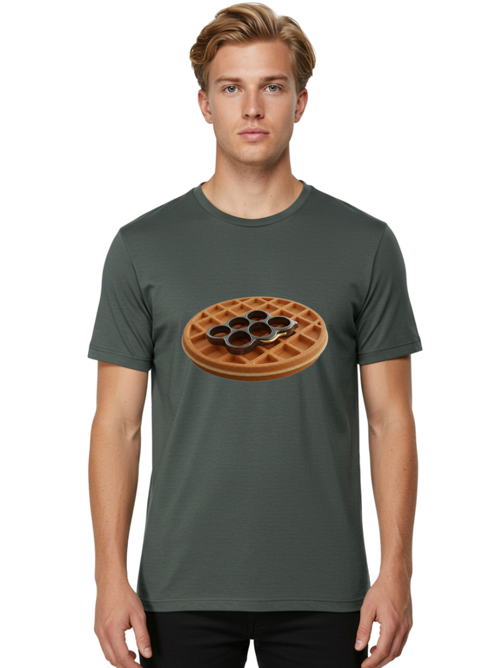 Brass-Knuckle-Waffle Men'S Graphic Tee, 100% Cotton, Comfortable Casual Summer Wear, Machine Washable, Vintage Camera, Old Camera, Antique Camera, Black Camera, Classic Photography, Photography Equipment, Nostalgic Device, Film Camera, Bak111