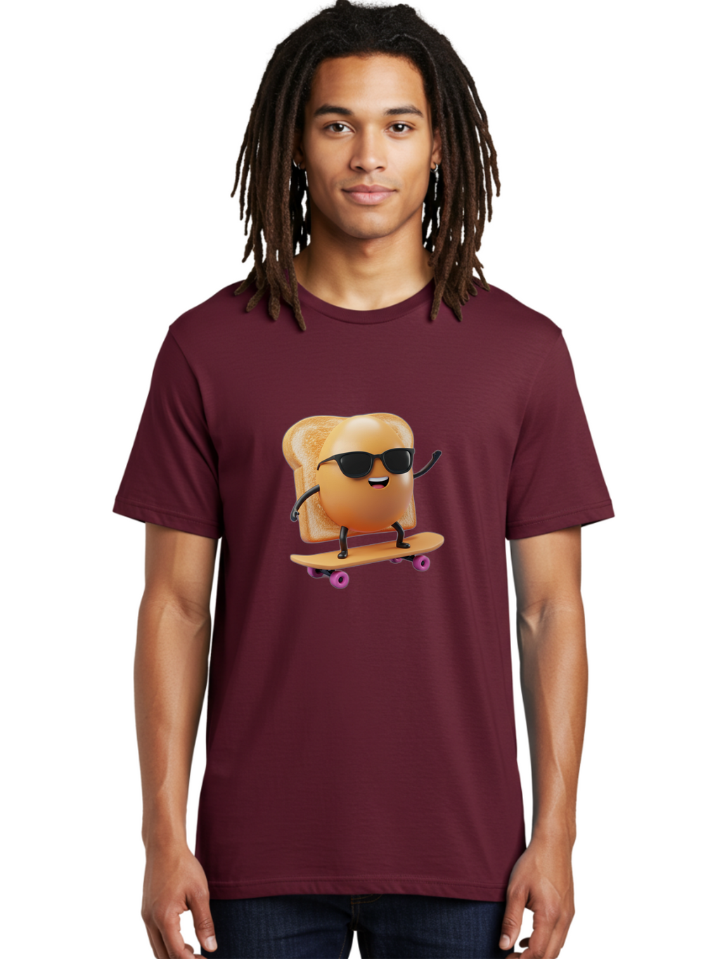 Bread-Character-Skateboarding Men'S Graphic Tee, 100% Cotton, Comfortable Casual Summer Wear, Machine Washable, Vintage Camera, Old Camera, Antique Camera, Black Camera, Classic Photography, Photography Equipment, Nostalgic Device, Bak112