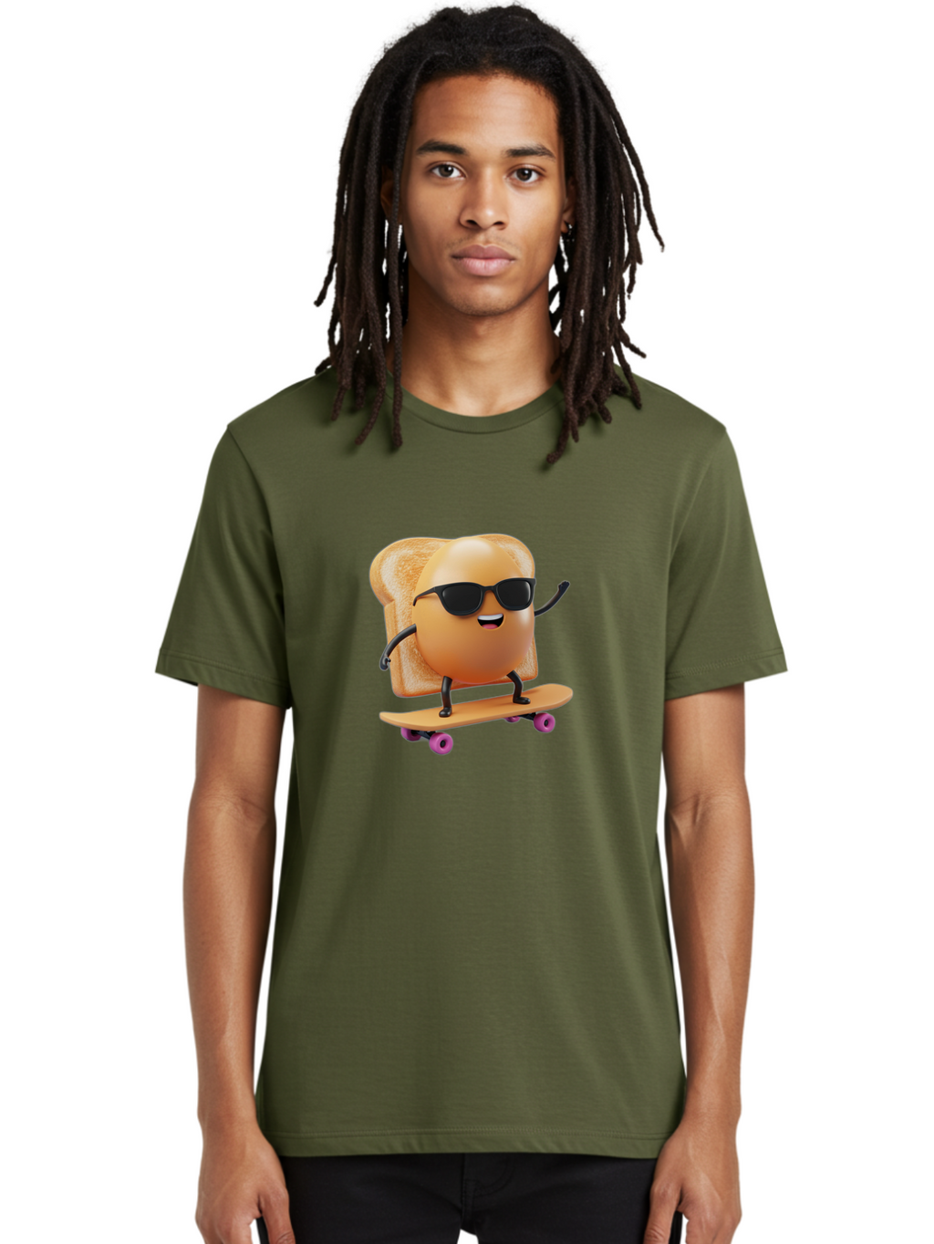 Bread-Character-Skateboarding Men'S Graphic Tee, 100% Cotton, Comfortable Casual Summer Wear, Machine Washable, Vintage Camera, Old Camera, Antique Camera, Black Camera, Classic Photography, Photography Equipment, Nostalgic Device, Bak112
