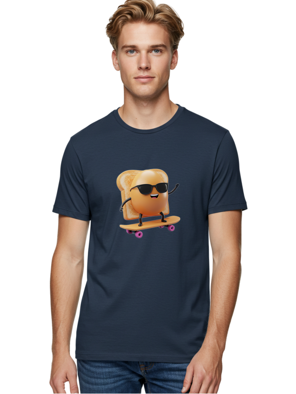 Bread-Character-Skateboarding Men'S Graphic Tee, 100% Cotton, Comfortable Casual Summer Wear, Machine Washable, Vintage Camera, Old Camera, Antique Camera, Black Camera, Classic Photography, Photography Equipment, Nostalgic Device, Bak112