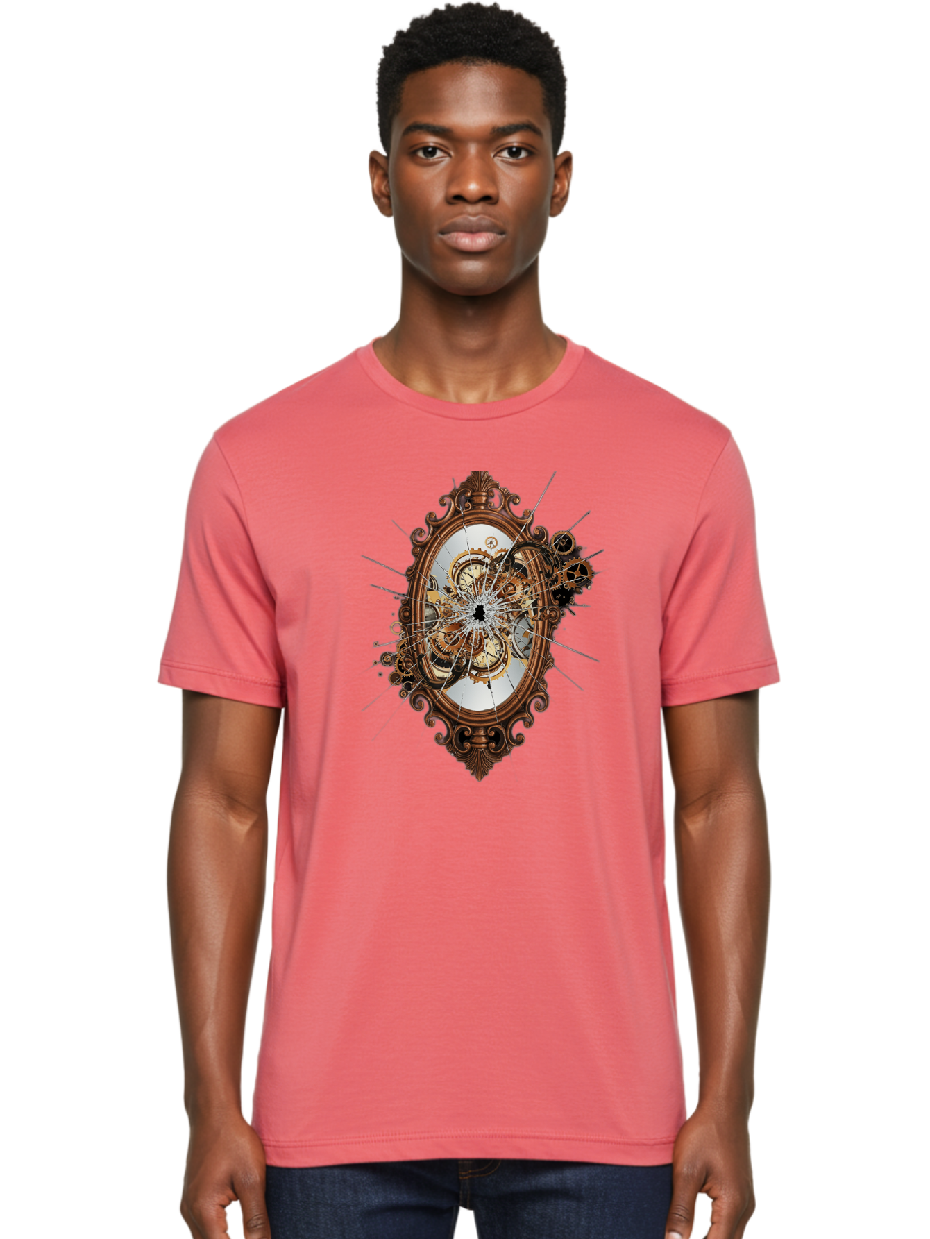 Broken-Clock-Mirror Men'S Graphic Tee, 100% Cotton, Comfortable Casual Summer Wear, Machine Washable, Vintage Camera, Old Camera, Antique Camera, Black Camera, Classic Photography, Photography Equipment, Nostalgic Device, Film Camera, Bak120