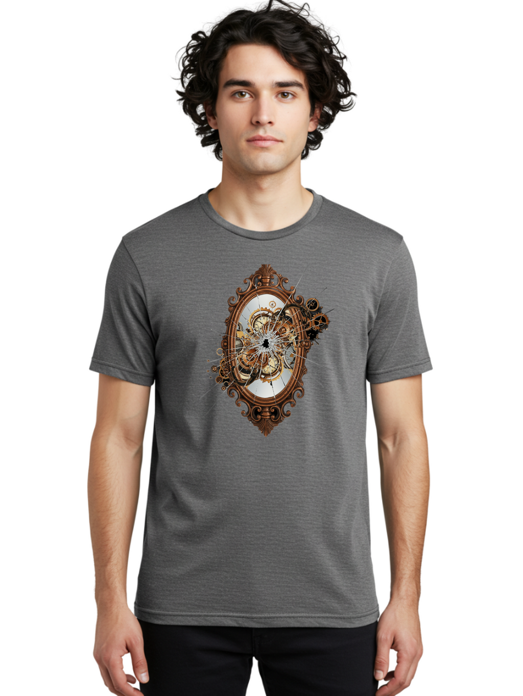Broken-Clock-Mirror Men'S Graphic Tee, 100% Cotton, Comfortable Casual Summer Wear, Machine Washable, Vintage Camera, Old Camera, Antique Camera, Black Camera, Classic Photography, Photography Equipment, Nostalgic Device, Film Camera, Bak120