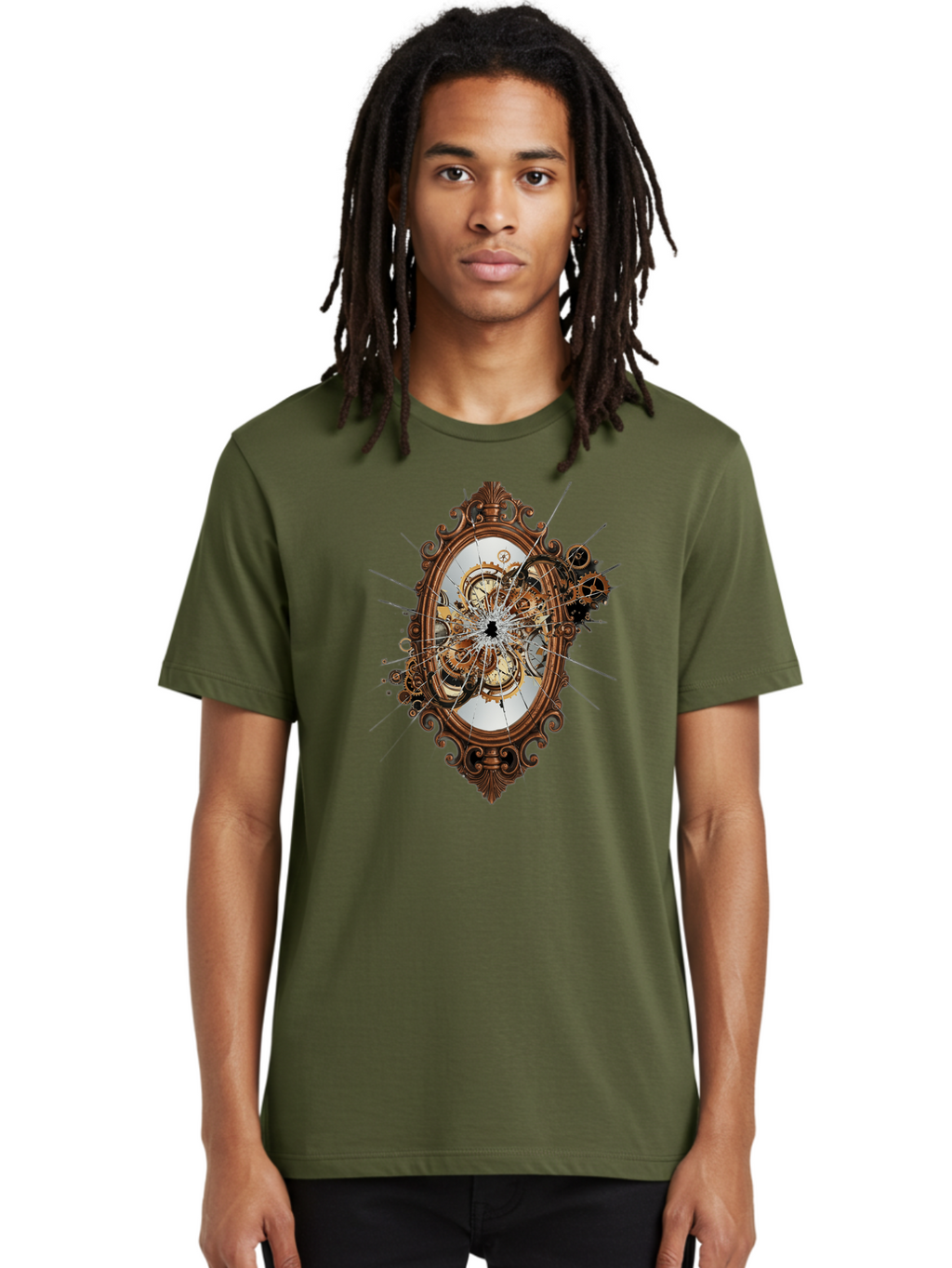 Broken-Clock-Mirror Men'S Graphic Tee, 100% Cotton, Comfortable Casual Summer Wear, Machine Washable, Vintage Camera, Old Camera, Antique Camera, Black Camera, Classic Photography, Photography Equipment, Nostalgic Device, Film Camera, Bak120