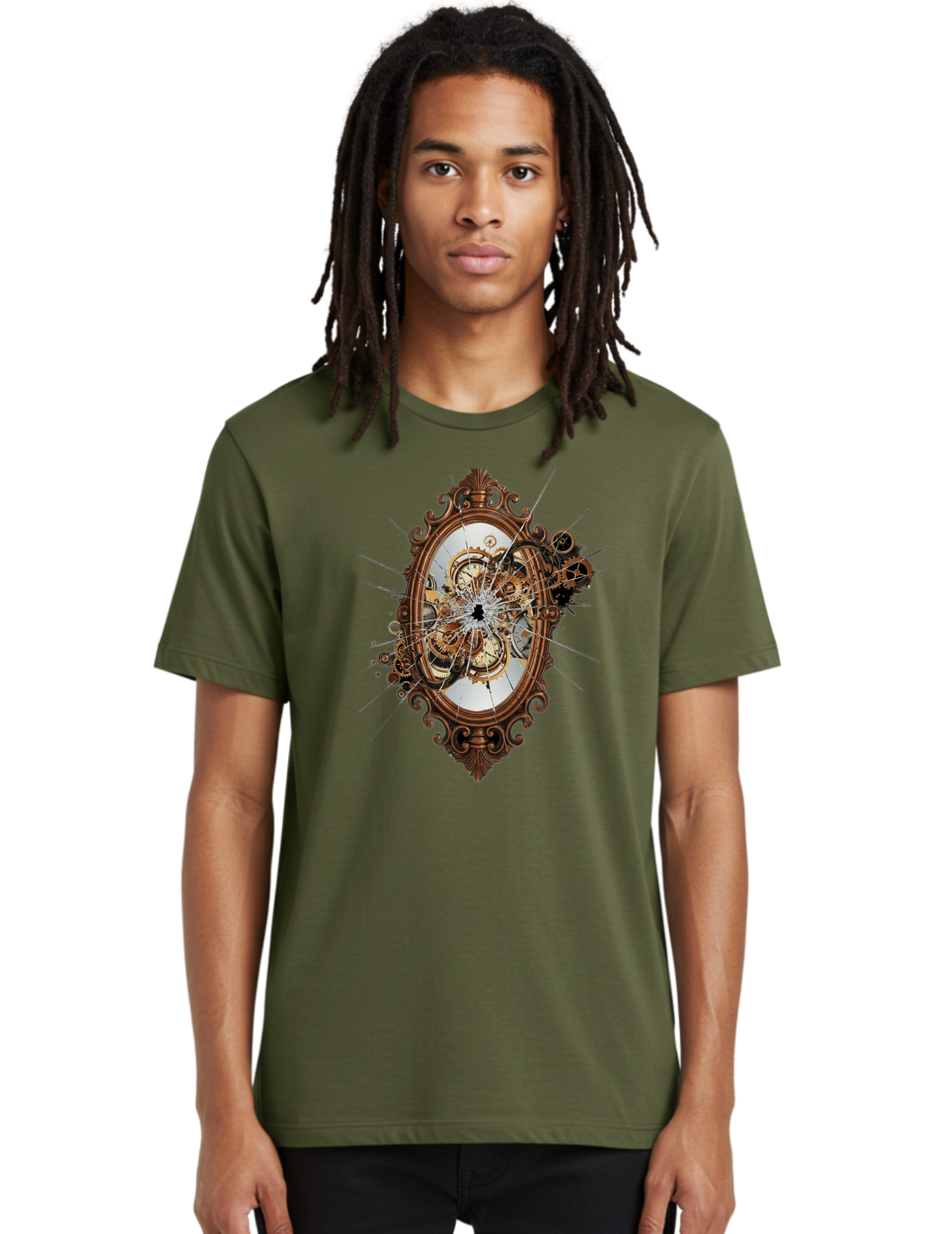 Broken-Clock-Mirror Men'S Graphic Tee, 100% Cotton, Comfortable Casual Summer Wear, Machine Washable, Vintage Camera, Old Camera, Antique Camera, Black Camera, Classic Photography, Photography Equipment, Nostalgic Device, Film Camera, Bak120