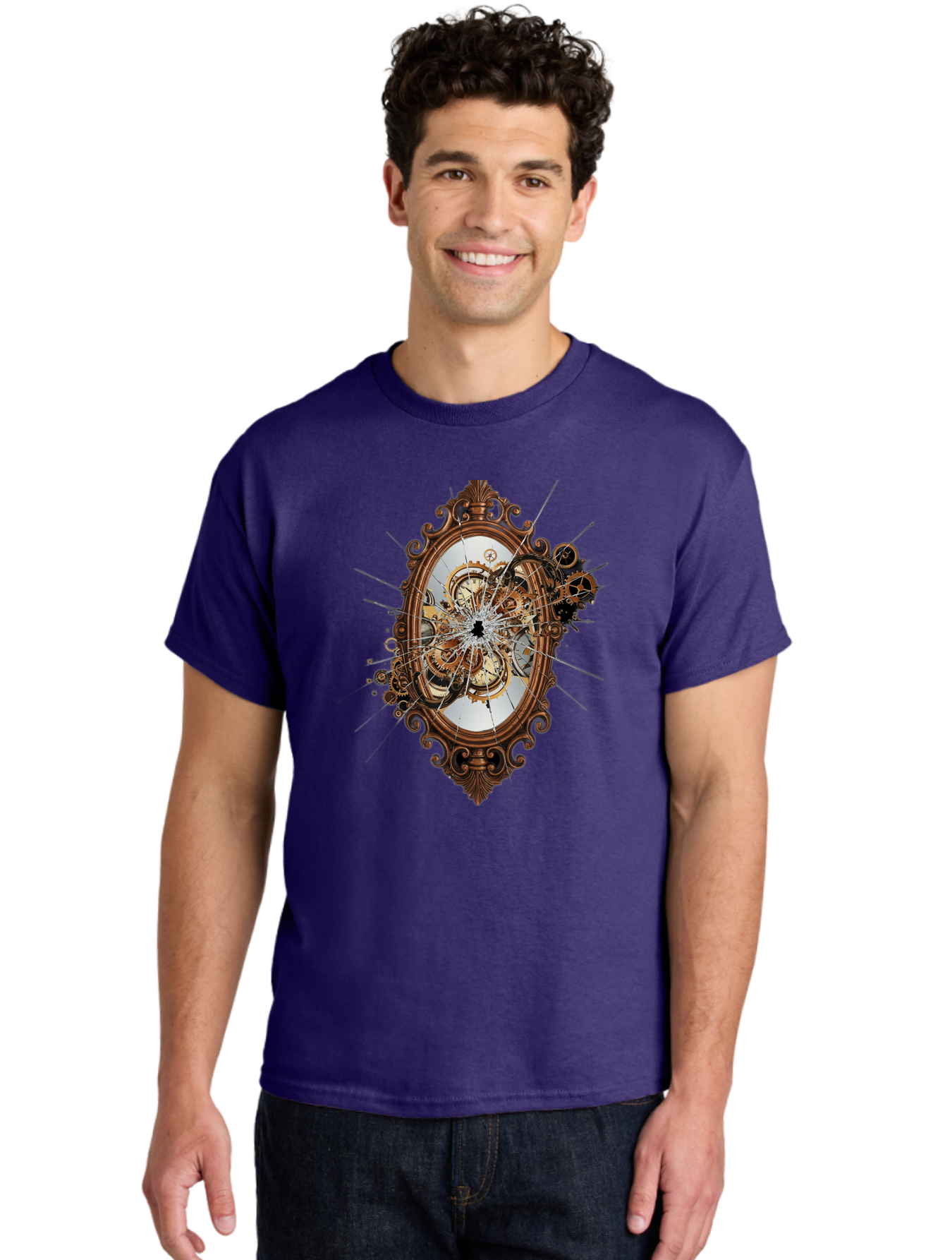 Broken-Clock-Mirror Men'S Graphic Tee, 100% Cotton, Comfortable Casual Summer Wear, Machine Washable, Vintage Camera, Old Camera, Antique Camera, Black Camera, Classic Photography, Photography Equipment, Nostalgic Device, Film Camera, Bak120