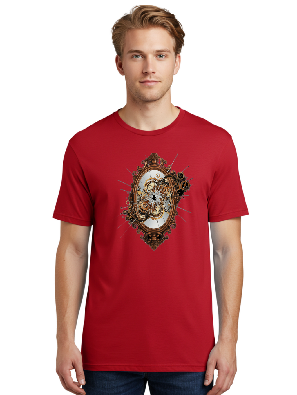 Broken-Clock-Mirror Men'S Graphic Tee, 100% Cotton, Comfortable Casual Summer Wear, Machine Washable, Vintage Camera, Old Camera, Antique Camera, Black Camera, Classic Photography, Photography Equipment, Nostalgic Device, Film Camera, Bak120