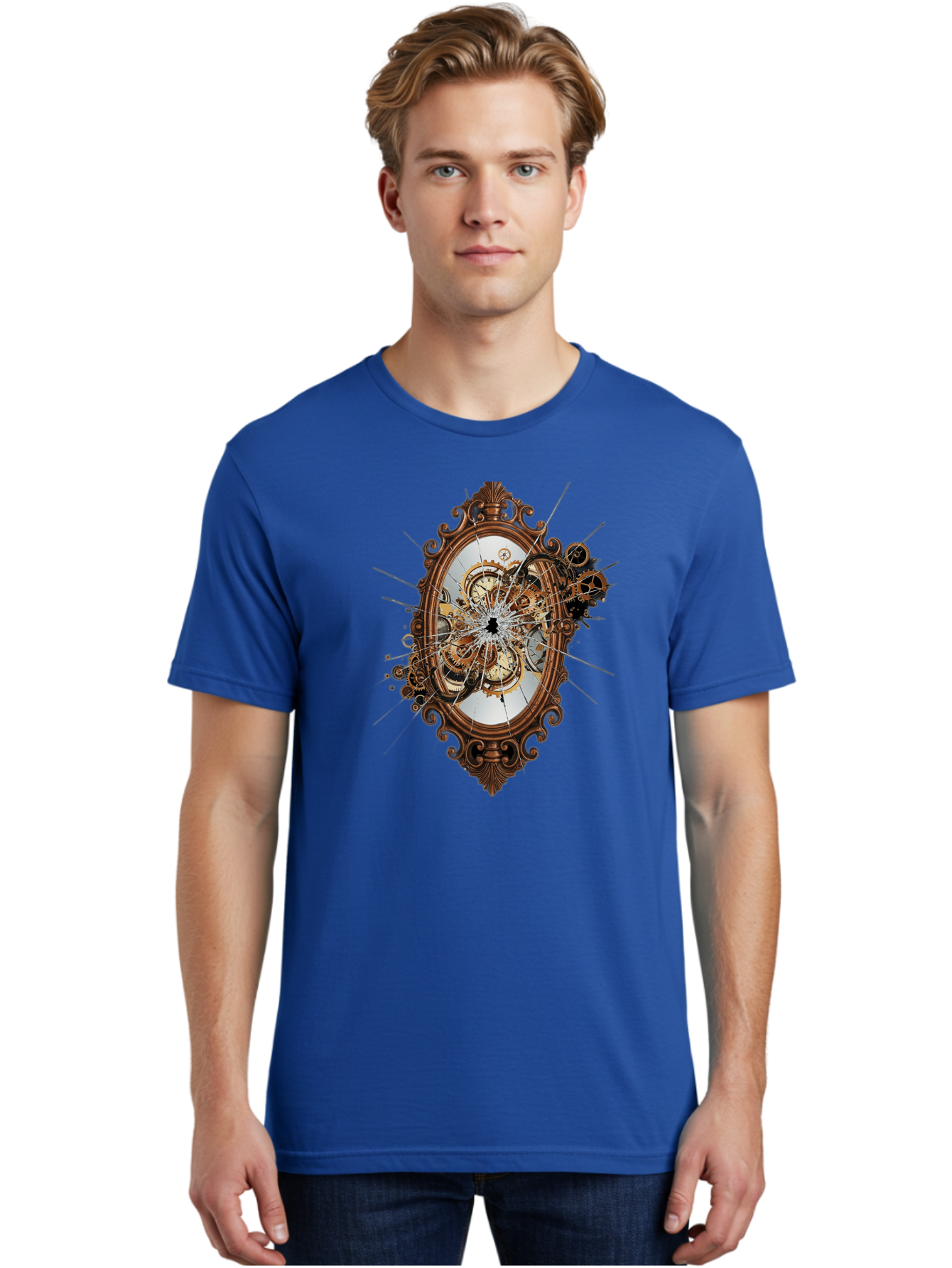 Broken-Clock-Mirror Men'S Graphic Tee, 100% Cotton, Comfortable Casual Summer Wear, Machine Washable, Vintage Camera, Old Camera, Antique Camera, Black Camera, Classic Photography, Photography Equipment, Nostalgic Device, Film Camera, Bak120