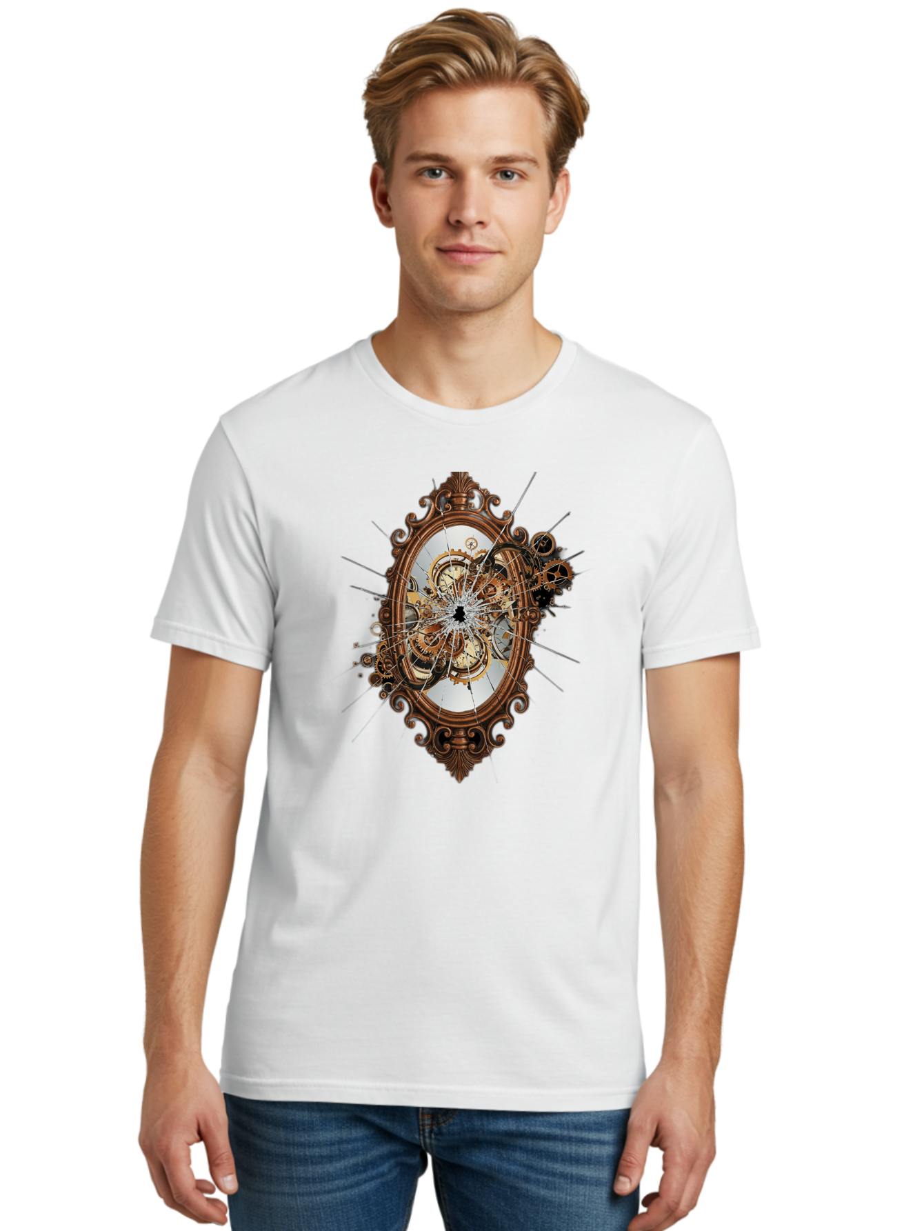Broken-Clock-Mirror Men'S Graphic Tee, 100% Cotton, Comfortable Casual Summer Wear, Machine Washable, Vintage Camera, Old Camera, Antique Camera, Black Camera, Classic Photography, Photography Equipment, Nostalgic Device, Film Camera, Bak120