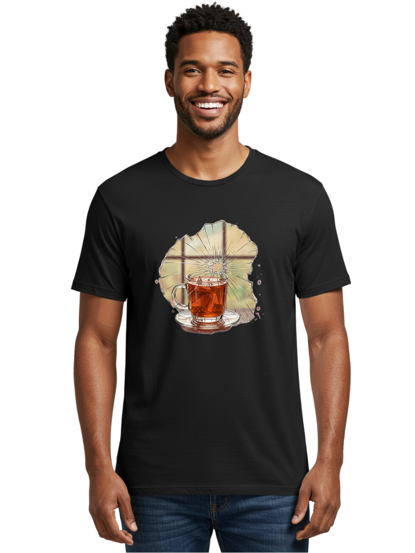 Broken-Glass-Tea Men'S Graphic Tee, 100% Cotton, Comfortable Casual Summer Wear, Machine Washable, Vintage Camera, Old Camera, Antique Camera, Black Camera, Classic Photography, Photography Equipment, Nostalgic Device, Film Camera, Camera Art Bak121
