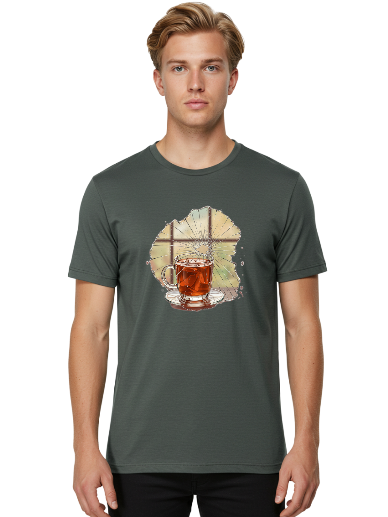 Broken-Glass-Tea Men'S Graphic Tee, 100% Cotton, Comfortable Casual Summer Wear, Machine Washable, Vintage Camera, Old Camera, Antique Camera, Black Camera, Classic Photography, Photography Equipment, Nostalgic Device, Film Camera, Camera Art Bak121