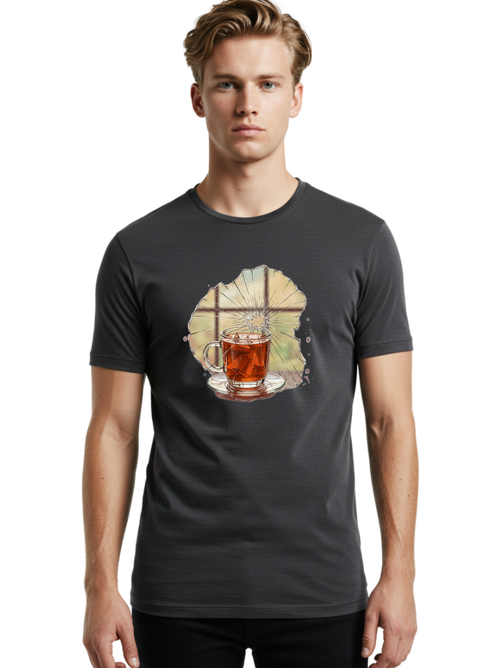 Broken-Glass-Tea Men'S Graphic Tee, 100% Cotton, Comfortable Casual Summer Wear, Machine Washable, Vintage Camera, Old Camera, Antique Camera, Black Camera, Classic Photography, Photography Equipment, Nostalgic Device, Film Camera, Camera Art Bak121