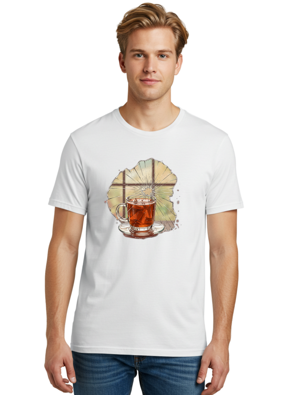 Broken-Glass-Tea Men'S Graphic Tee, 100% Cotton, Comfortable Casual Summer Wear, Machine Washable, Vintage Camera, Old Camera, Antique Camera, Black Camera, Classic Photography, Photography Equipment, Nostalgic Device, Film Camera, Camera Art Bak121