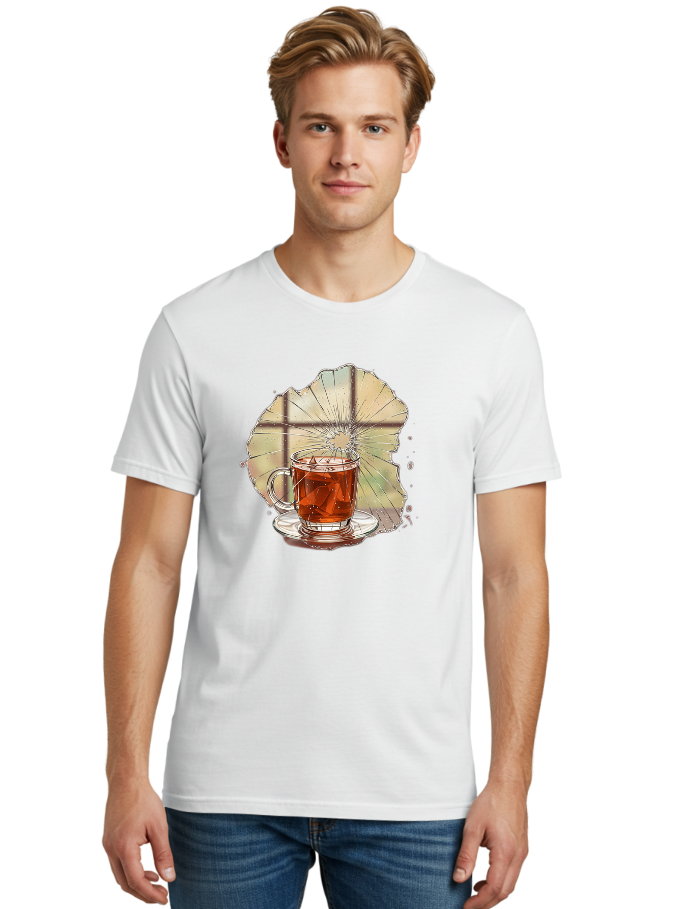 Broken-Glass-Tea Men'S Graphic Tee, 100% Cotton, Comfortable Casual Summer Wear, Machine Washable, Vintage Camera, Old Camera, Antique Camera, Black Camera, Classic Photography, Photography Equipment, Nostalgic Device, Film Camera, Camera Art Bak121