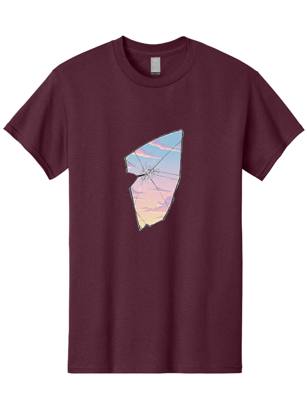 Broken-Glass-With-Sunset Men'S Graphic Tee, 100% Cotton, Comfortable Casual Summer Wear, Machine Washable, Vintage Camera, Old Camera, Antique Camera, Black Camera, Classic Photography, Photography Equipment, Nostalgic Device, Film Camera, Bak122