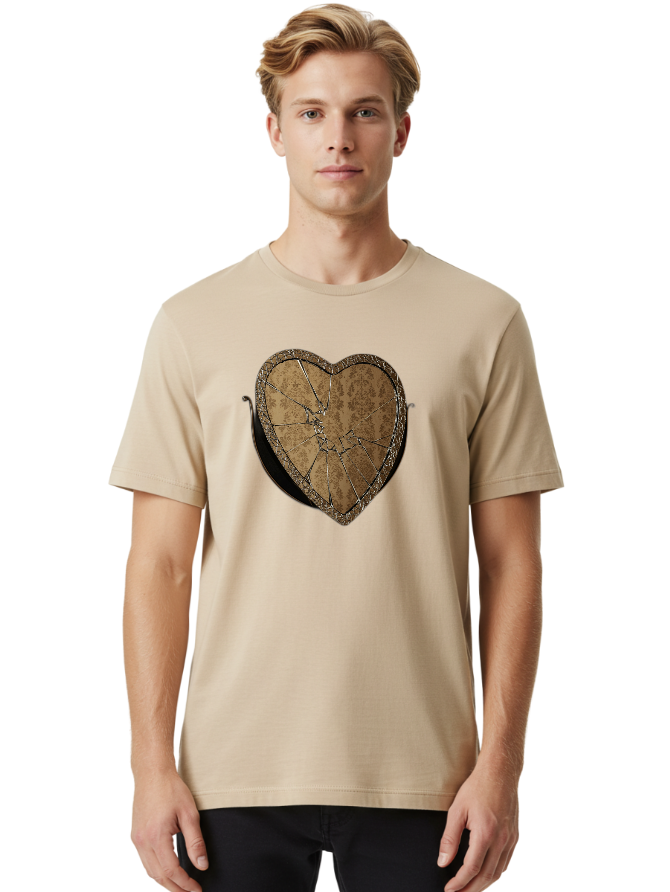 Broken-Heart-2 Men'S Graphic Tee, 100% Cotton, Comfortable Casual Summer Wear, Machine Washable, Vintage Camera, Old Camera, Antique Camera, Black Camera, Classic Photography, Photography Equipment, Nostalgic Device, Film Camera, Camera Art Bak125