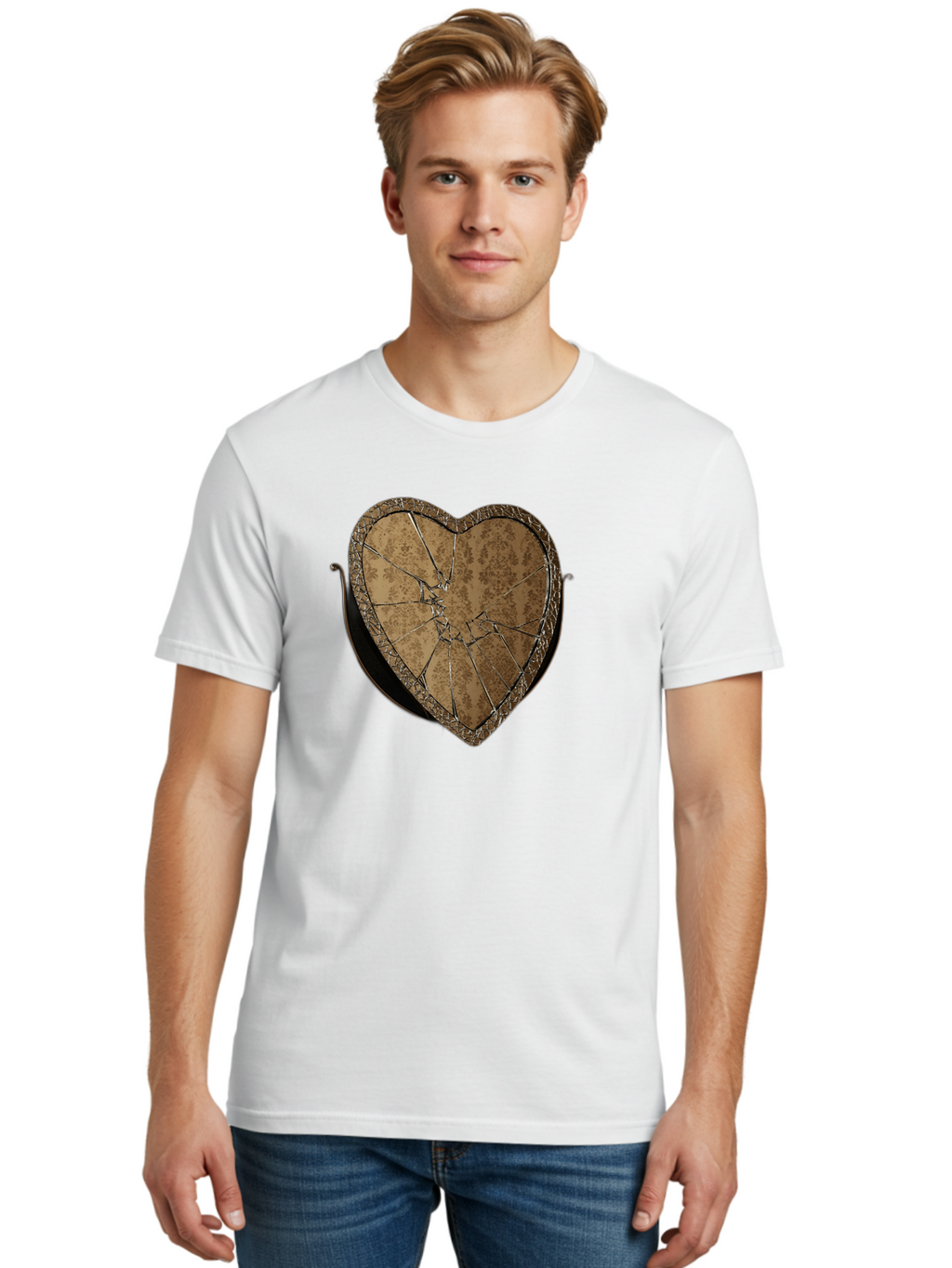Broken-Heart-2 Men'S Graphic Tee, 100% Cotton, Comfortable Casual Summer Wear, Machine Washable, Vintage Camera, Old Camera, Antique Camera, Black Camera, Classic Photography, Photography Equipment, Nostalgic Device, Film Camera, Camera Art Bak125