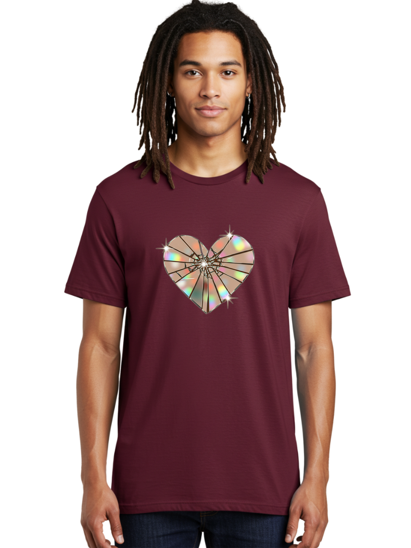 Broken-Holographic-Heart-1 Men'S Graphic Tee, 100% Cotton, Comfortable Casual Summer Wear, Machine Washable, Vintage Camera, Old Camera, Antique Camera, Black Camera, Classic Photography, Photography Equipment, Nostalgic Device, Film Camera, Bak127