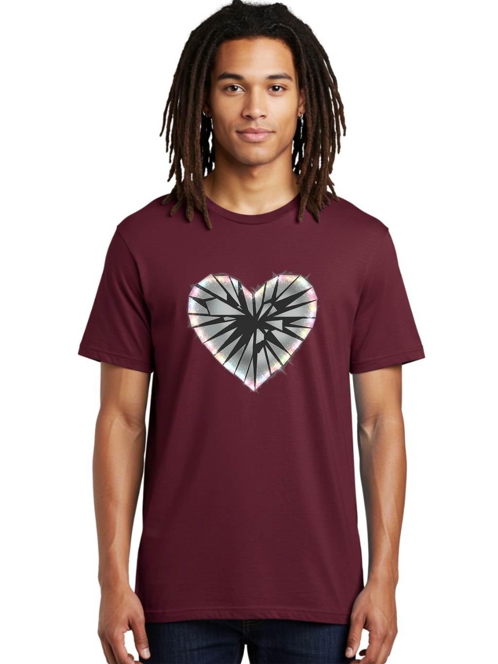 Broken-Holographic-Heart Men'S Graphic Tee, 100% Cotton, Comfortable Casual Summer Wear, Machine Washable, Vintage Camera, Old Camera, Antique Camera, Black Camera, Classic Photography, Photography Equipment, Nostalgic Device, Film Camera, Bak128