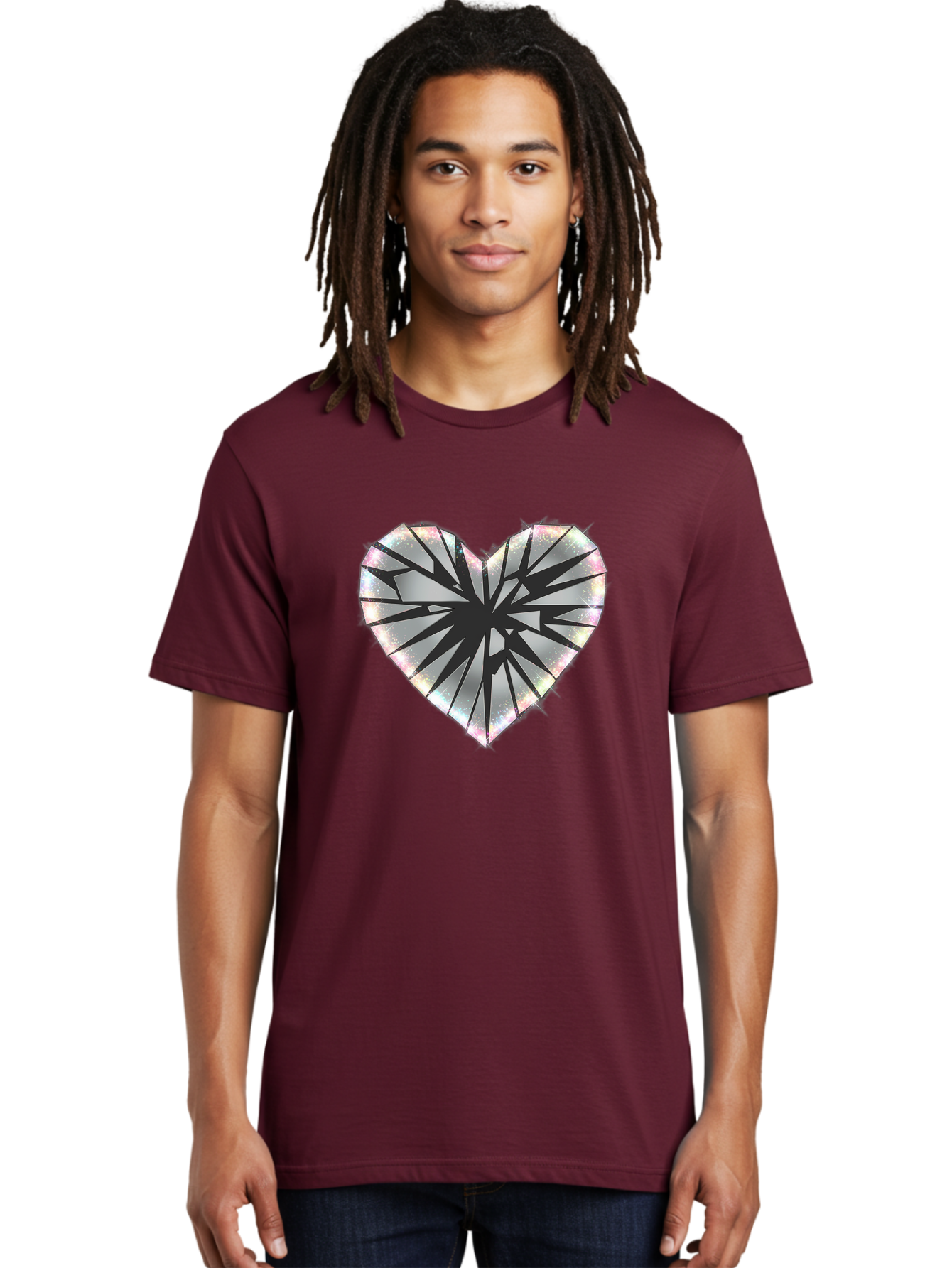 Broken-Holographic-Heart Men'S Graphic Tee, 100% Cotton, Comfortable Casual Summer Wear, Machine Washable, Vintage Camera, Old Camera, Antique Camera, Black Camera, Classic Photography, Photography Equipment, Nostalgic Device, Film Camera, Bak128