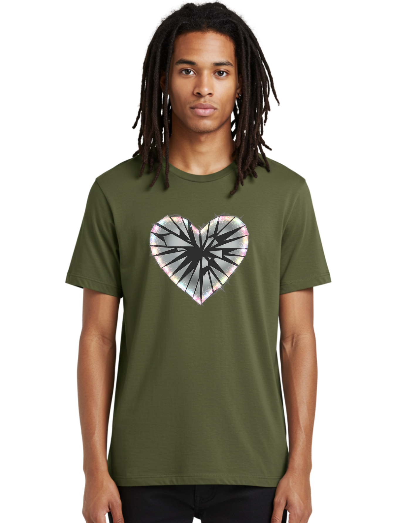 Broken-Holographic-Heart Men'S Graphic Tee, 100% Cotton, Comfortable Casual Summer Wear, Machine Washable, Vintage Camera, Old Camera, Antique Camera, Black Camera, Classic Photography, Photography Equipment, Nostalgic Device, Film Camera, Bak128