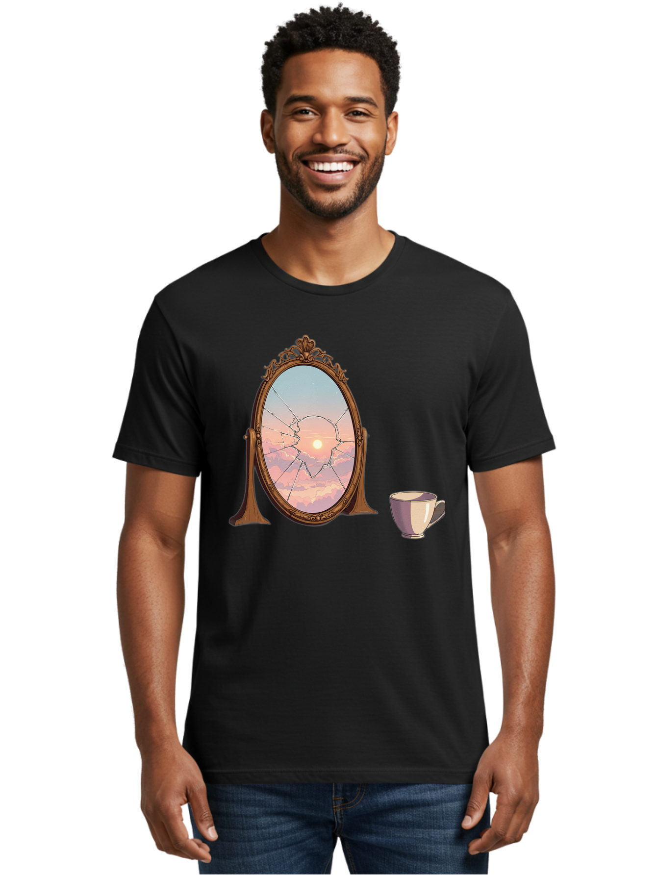 Broken-Mirror-1 Men'S Graphic Tee, 100% Cotton, Comfortable Casual Summer Wear, Machine Washable, Vintage Camera, Old Camera, Antique Camera, Black Camera, Classic Photography, Photography Equipment, Nostalgic Device, Film Camera, Camera Art Bak129