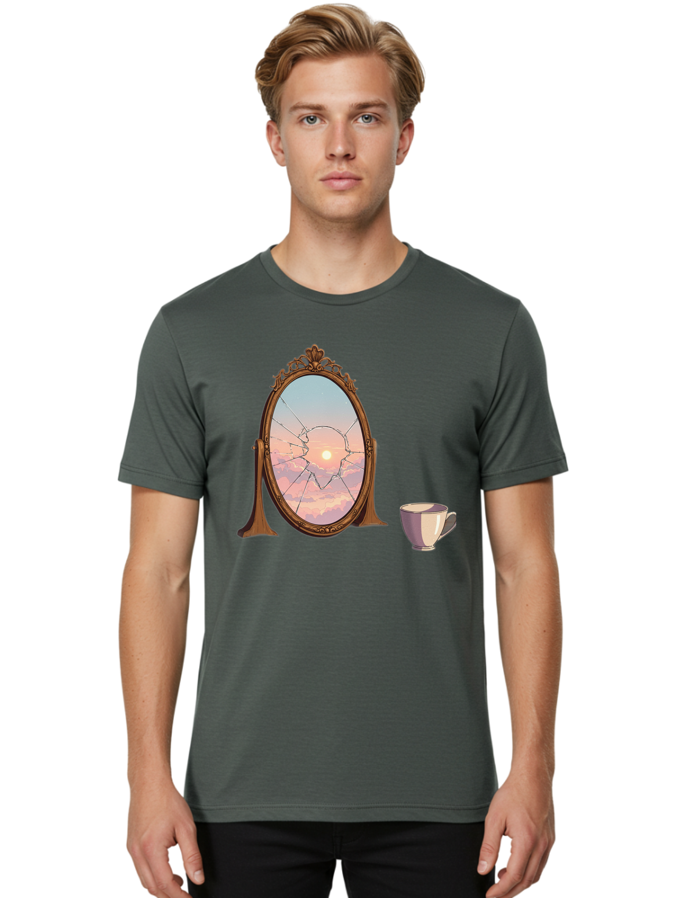 Broken-Mirror-1 Men'S Graphic Tee, 100% Cotton, Comfortable Casual Summer Wear, Machine Washable, Vintage Camera, Old Camera, Antique Camera, Black Camera, Classic Photography, Photography Equipment, Nostalgic Device, Film Camera, Camera Art Bak129