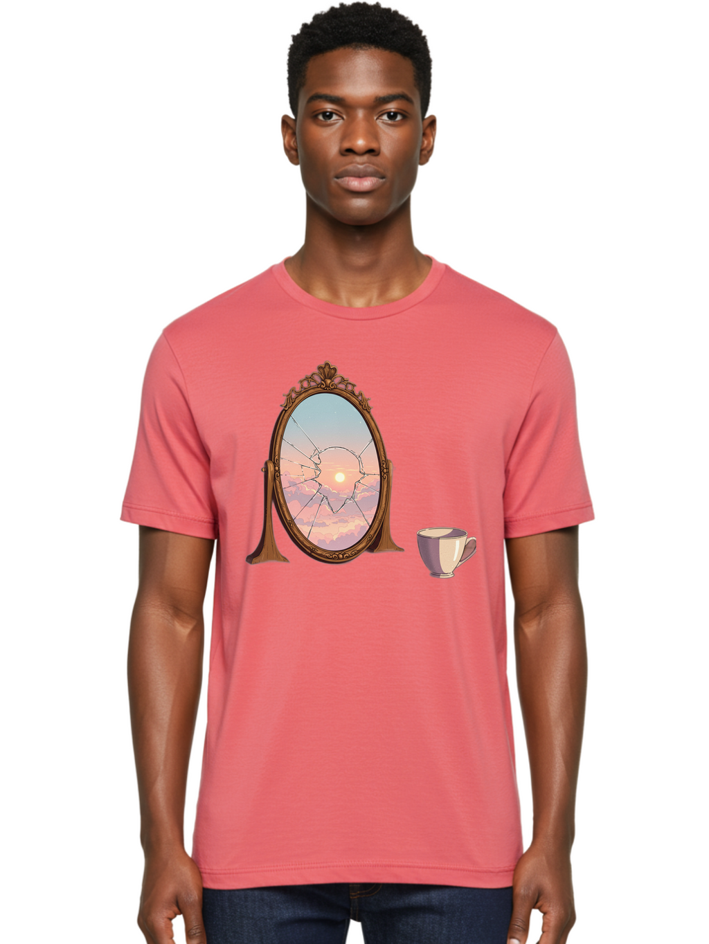 Broken-Mirror-1 Men'S Graphic Tee, 100% Cotton, Comfortable Casual Summer Wear, Machine Washable, Vintage Camera, Old Camera, Antique Camera, Black Camera, Classic Photography, Photography Equipment, Nostalgic Device, Film Camera, Camera Art Bak129