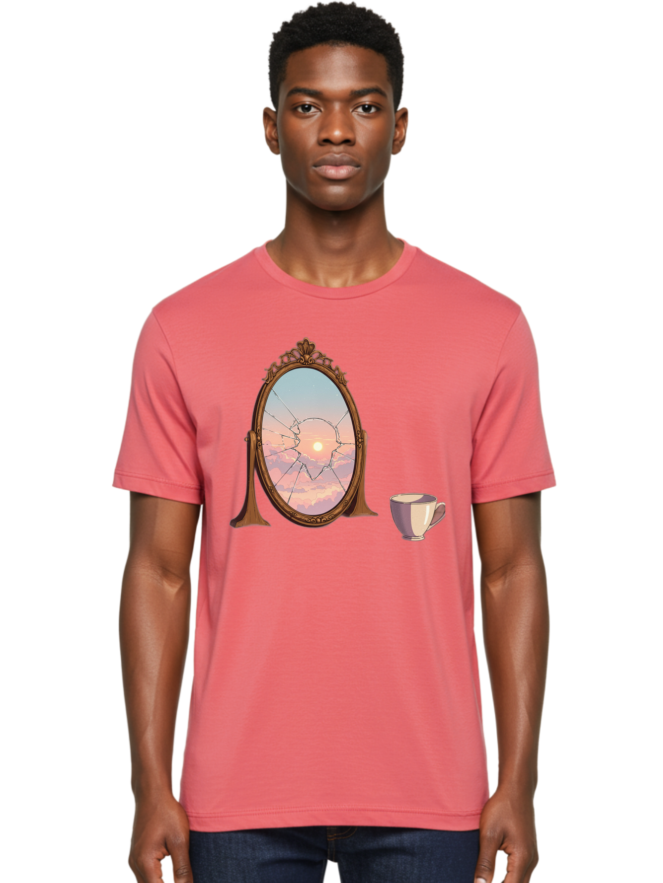 Broken-Mirror-1 Men'S Graphic Tee, 100% Cotton, Comfortable Casual Summer Wear, Machine Washable, Vintage Camera, Old Camera, Antique Camera, Black Camera, Classic Photography, Photography Equipment, Nostalgic Device, Film Camera, Camera Art Bak129