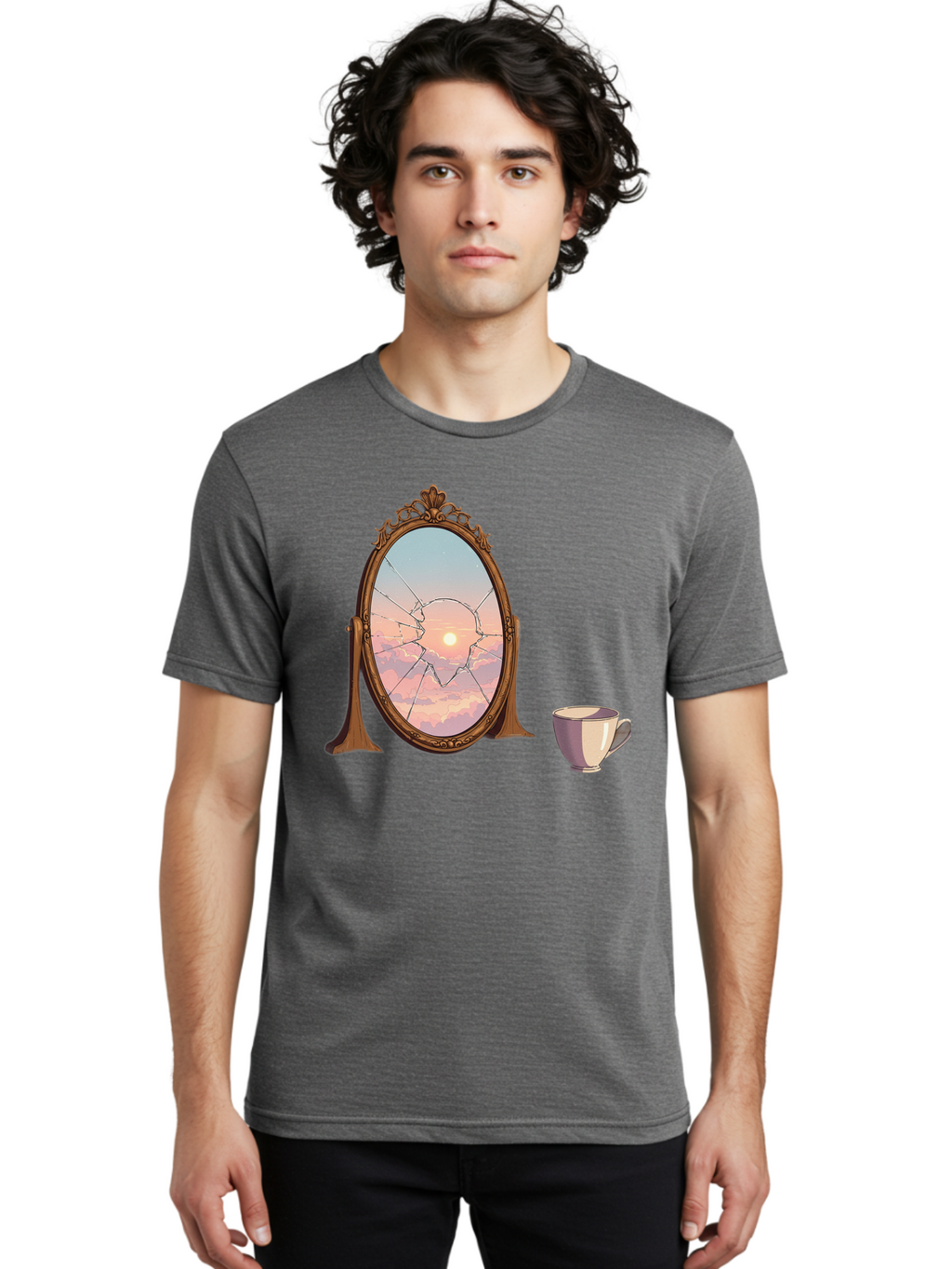 Broken-Mirror-1 Men'S Graphic Tee, 100% Cotton, Comfortable Casual Summer Wear, Machine Washable, Vintage Camera, Old Camera, Antique Camera, Black Camera, Classic Photography, Photography Equipment, Nostalgic Device, Film Camera, Camera Art Bak129