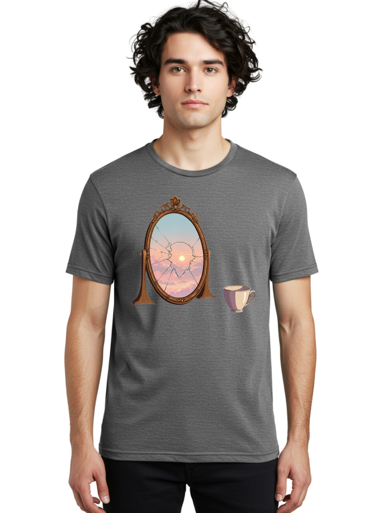 Broken-Mirror-1 Men'S Graphic Tee, 100% Cotton, Comfortable Casual Summer Wear, Machine Washable, Vintage Camera, Old Camera, Antique Camera, Black Camera, Classic Photography, Photography Equipment, Nostalgic Device, Film Camera, Camera Art Bak129