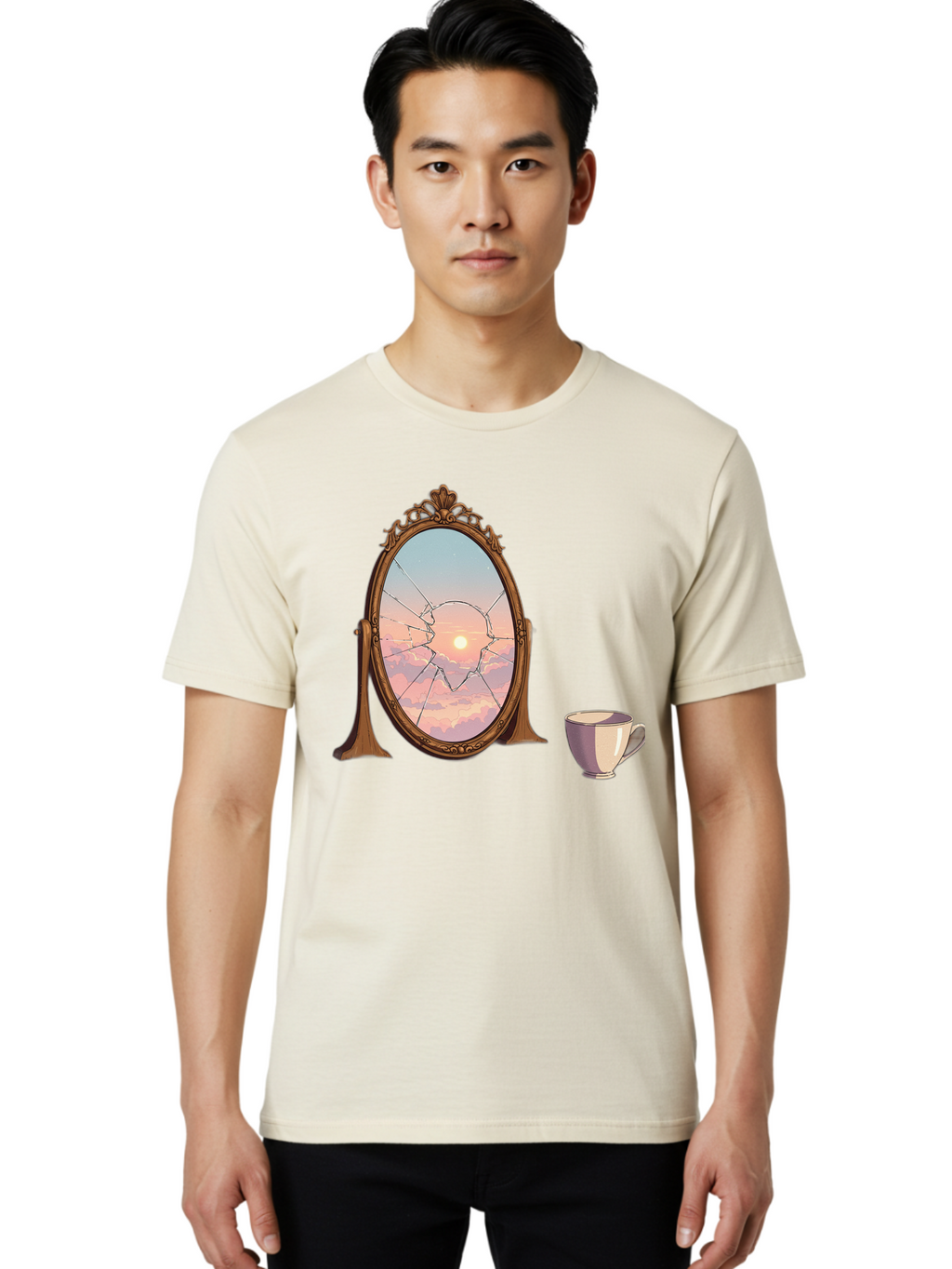 Broken-Mirror-1 Men'S Graphic Tee, 100% Cotton, Comfortable Casual Summer Wear, Machine Washable, Vintage Camera, Old Camera, Antique Camera, Black Camera, Classic Photography, Photography Equipment, Nostalgic Device, Film Camera, Camera Art Bak129