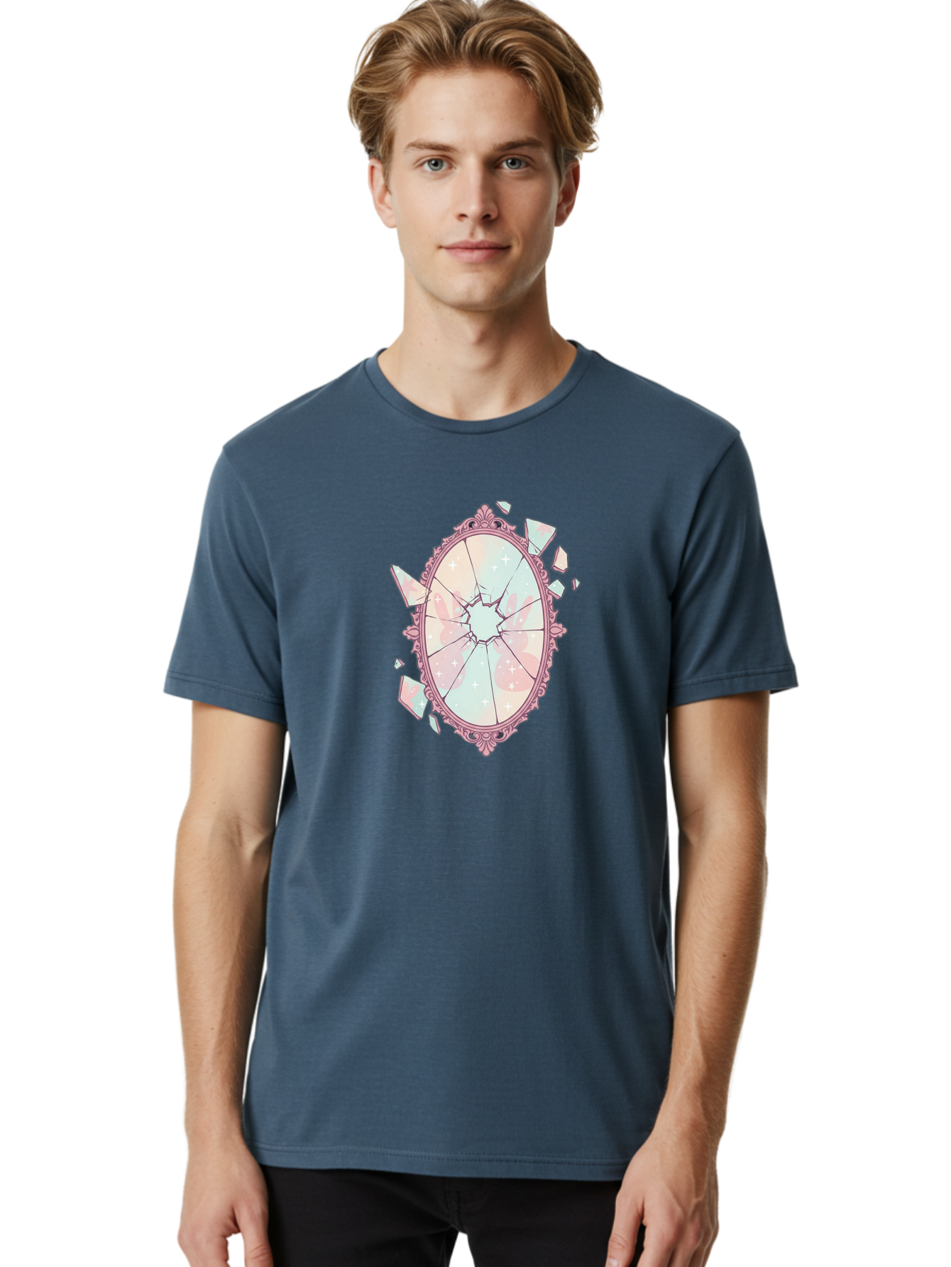Broken-Mirror-2 Men'S Graphic Tee, 100% Cotton, Comfortable Casual Summer Wear, Machine Washable, Vintage Camera, Old Camera, Antique Camera, Black Camera, Classic Photography, Photography Equipment, Nostalgic Device, Film Camera, Camera Art Bak130
