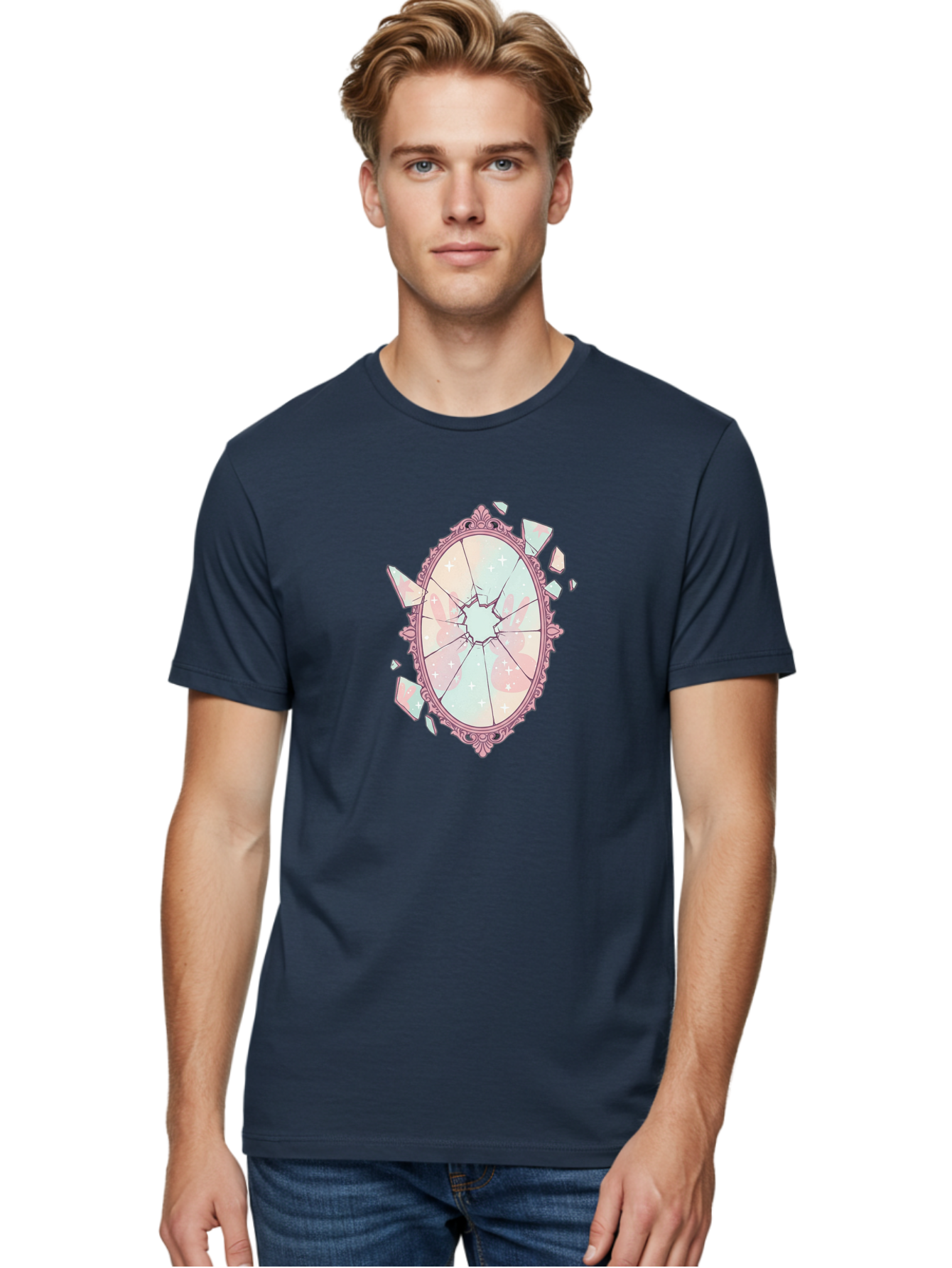 Broken-Mirror-2 Men'S Graphic Tee, 100% Cotton, Comfortable Casual Summer Wear, Machine Washable, Vintage Camera, Old Camera, Antique Camera, Black Camera, Classic Photography, Photography Equipment, Nostalgic Device, Film Camera, Camera Art Bak130