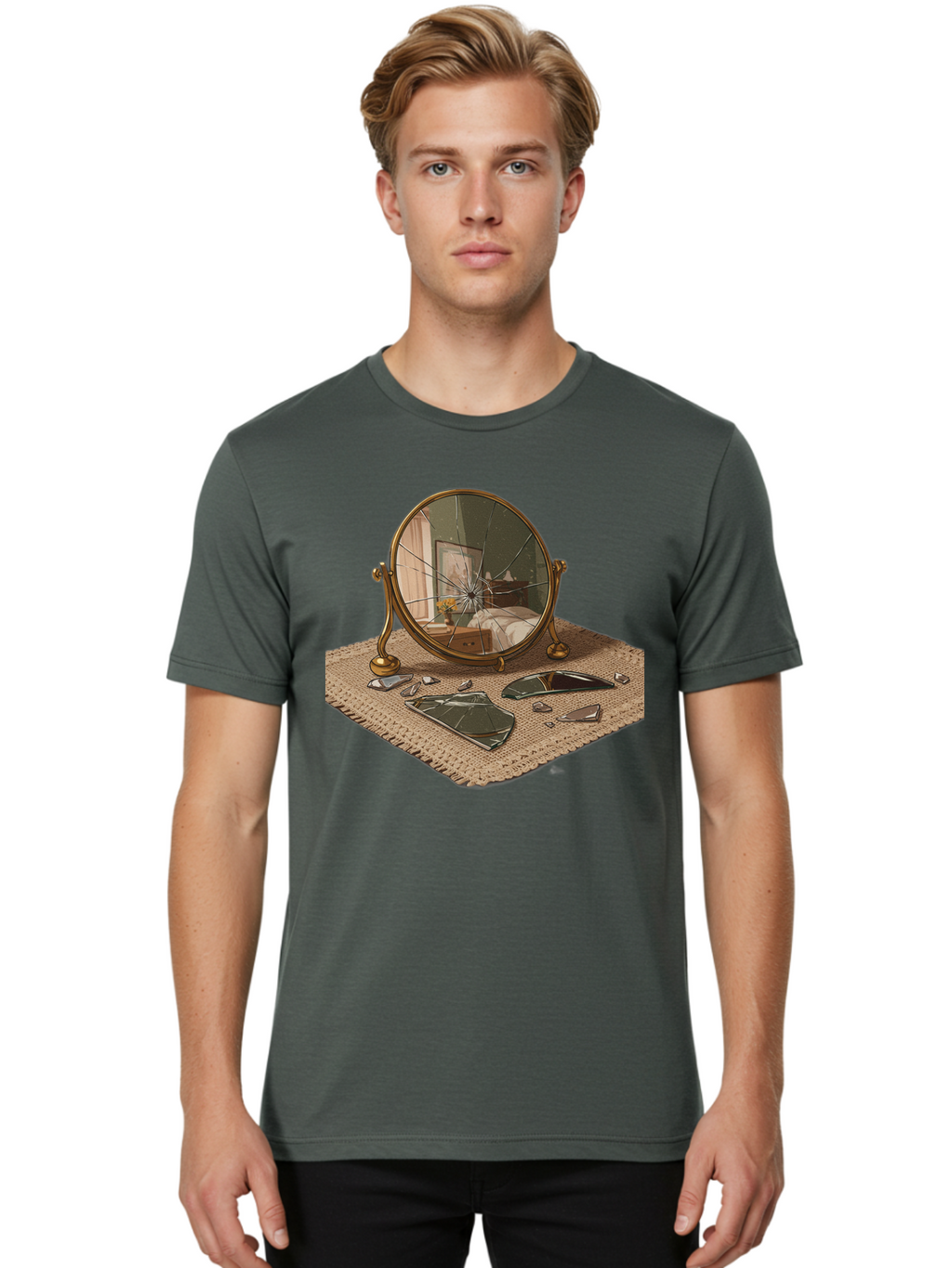 Broken-Mirror-3 Men'S Graphic Tee, 100% Cotton, Comfortable Casual Summer Wear, Machine Washable, Vintage Camera, Old Camera, Antique Camera, Black Camera, Classic Photography, Photography Equipment, Nostalgic Device, Film Camera, Camera Art Bak131