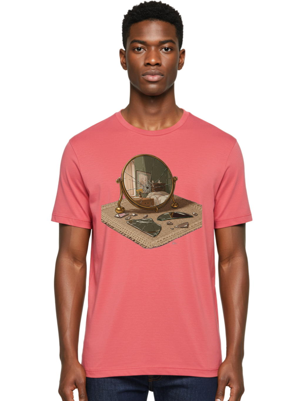 Broken-Mirror-3 Men'S Graphic Tee, 100% Cotton, Comfortable Casual Summer Wear, Machine Washable, Vintage Camera, Old Camera, Antique Camera, Black Camera, Classic Photography, Photography Equipment, Nostalgic Device, Film Camera, Camera Art Bak131
