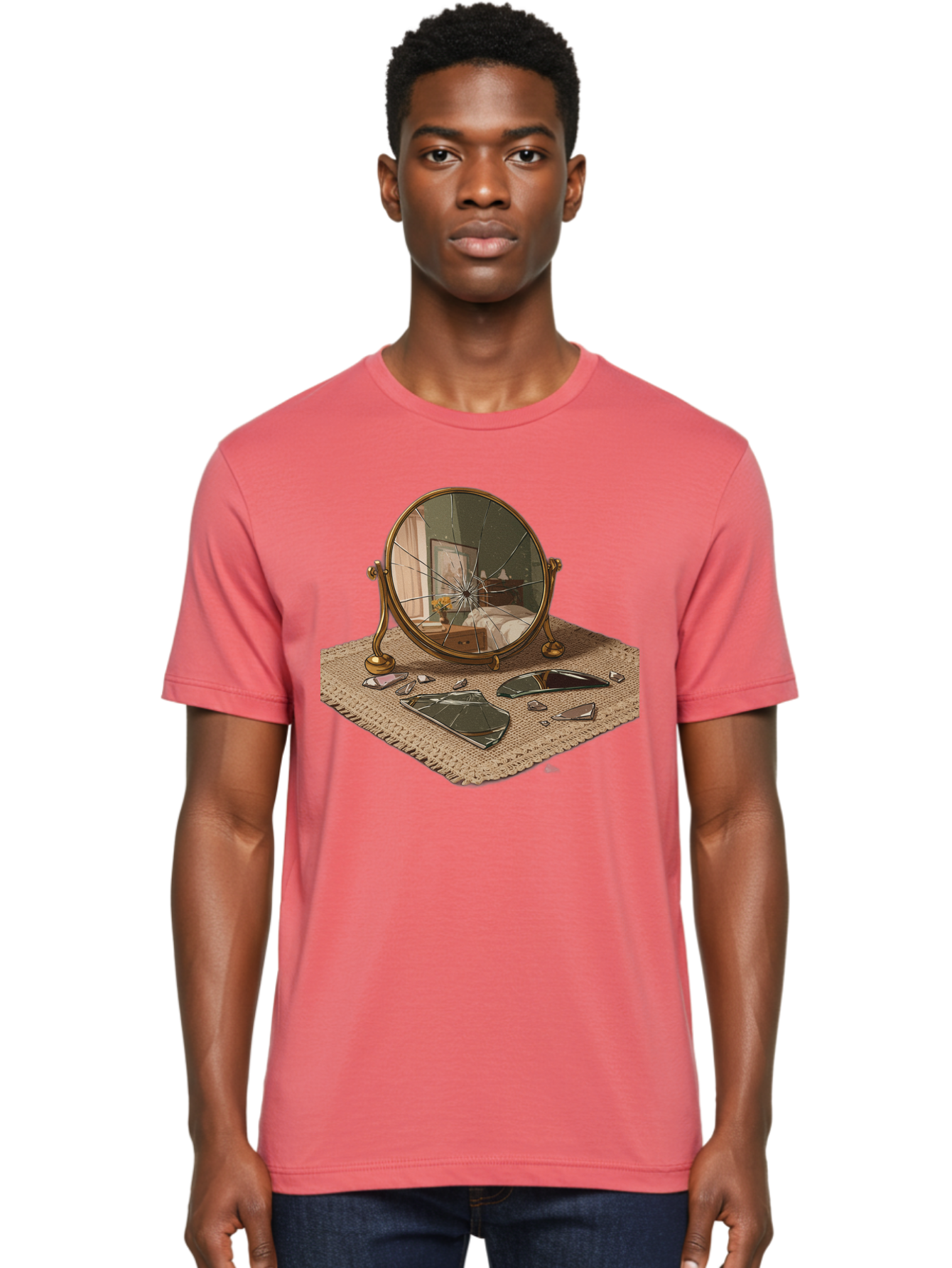 Broken-Mirror-3 Men'S Graphic Tee, 100% Cotton, Comfortable Casual Summer Wear, Machine Washable, Vintage Camera, Old Camera, Antique Camera, Black Camera, Classic Photography, Photography Equipment, Nostalgic Device, Film Camera, Camera Art Bak131