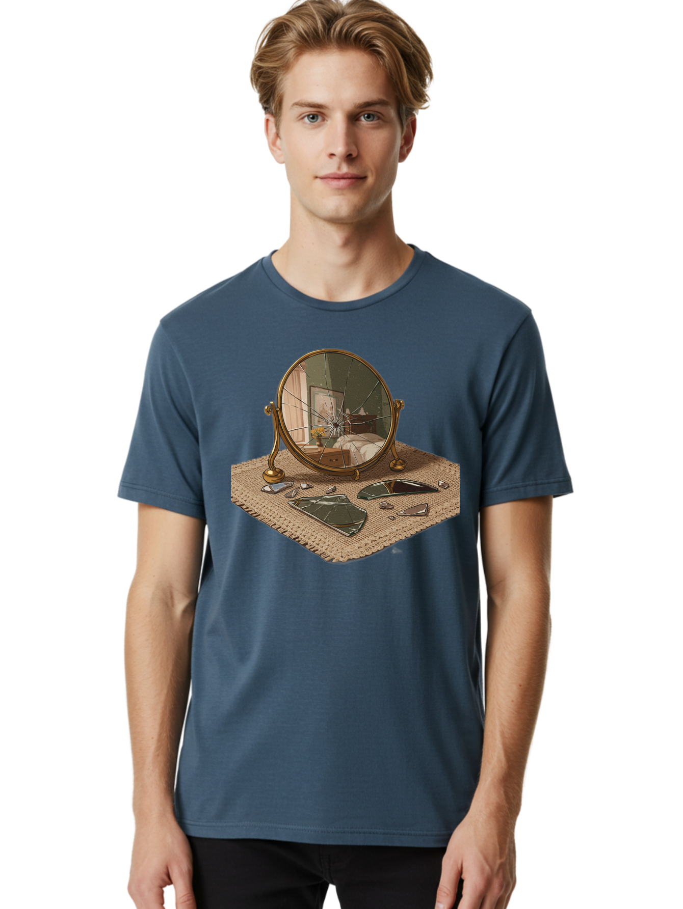Broken-Mirror-3 Men'S Graphic Tee, 100% Cotton, Comfortable Casual Summer Wear, Machine Washable, Vintage Camera, Old Camera, Antique Camera, Black Camera, Classic Photography, Photography Equipment, Nostalgic Device, Film Camera, Camera Art Bak131