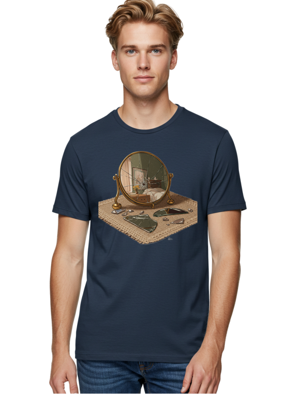 Broken-Mirror-3 Men'S Graphic Tee, 100% Cotton, Comfortable Casual Summer Wear, Machine Washable, Vintage Camera, Old Camera, Antique Camera, Black Camera, Classic Photography, Photography Equipment, Nostalgic Device, Film Camera, Camera Art Bak131