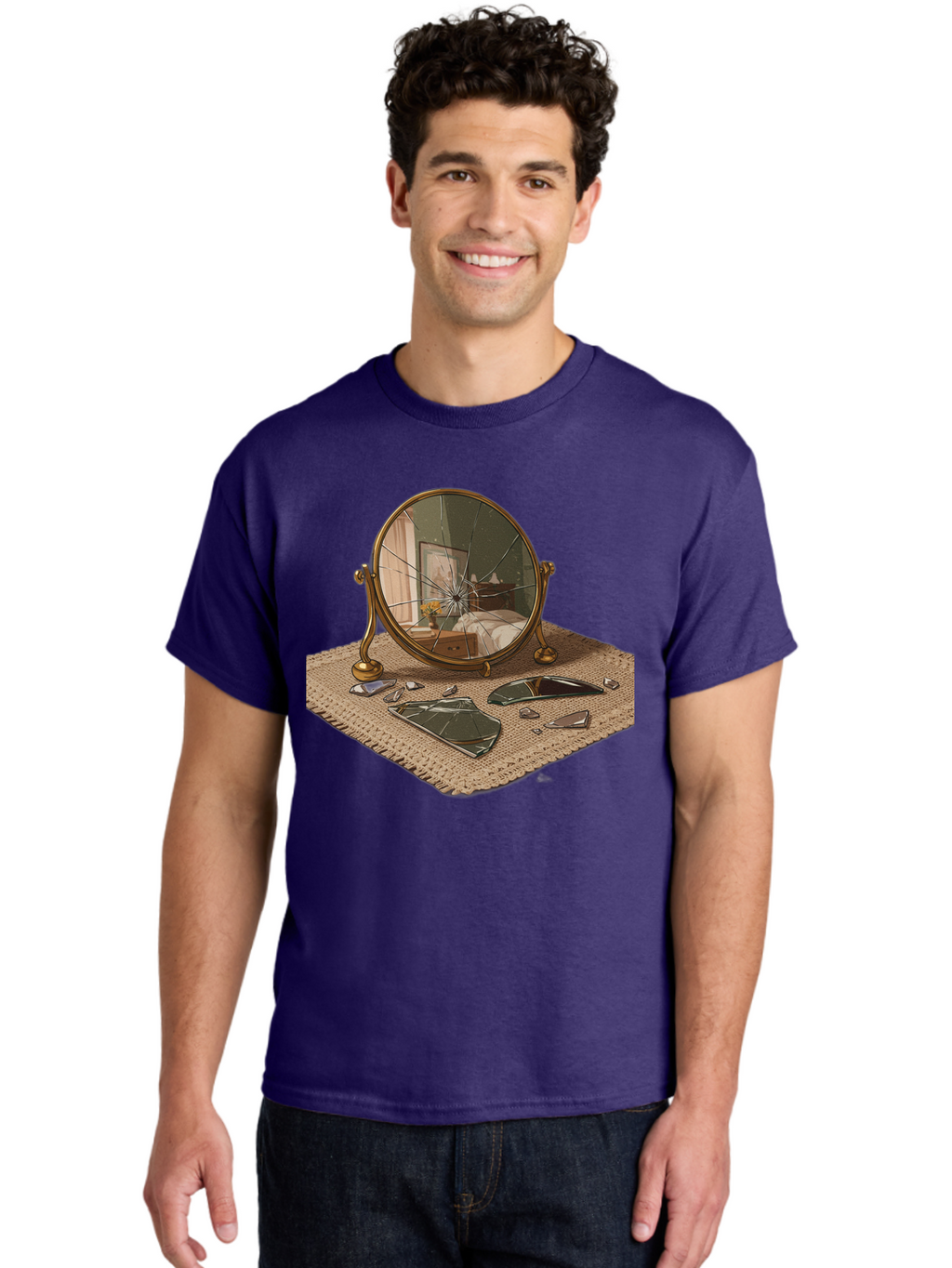 Broken-Mirror-3 Men'S Graphic Tee, 100% Cotton, Comfortable Casual Summer Wear, Machine Washable, Vintage Camera, Old Camera, Antique Camera, Black Camera, Classic Photography, Photography Equipment, Nostalgic Device, Film Camera, Camera Art Bak131