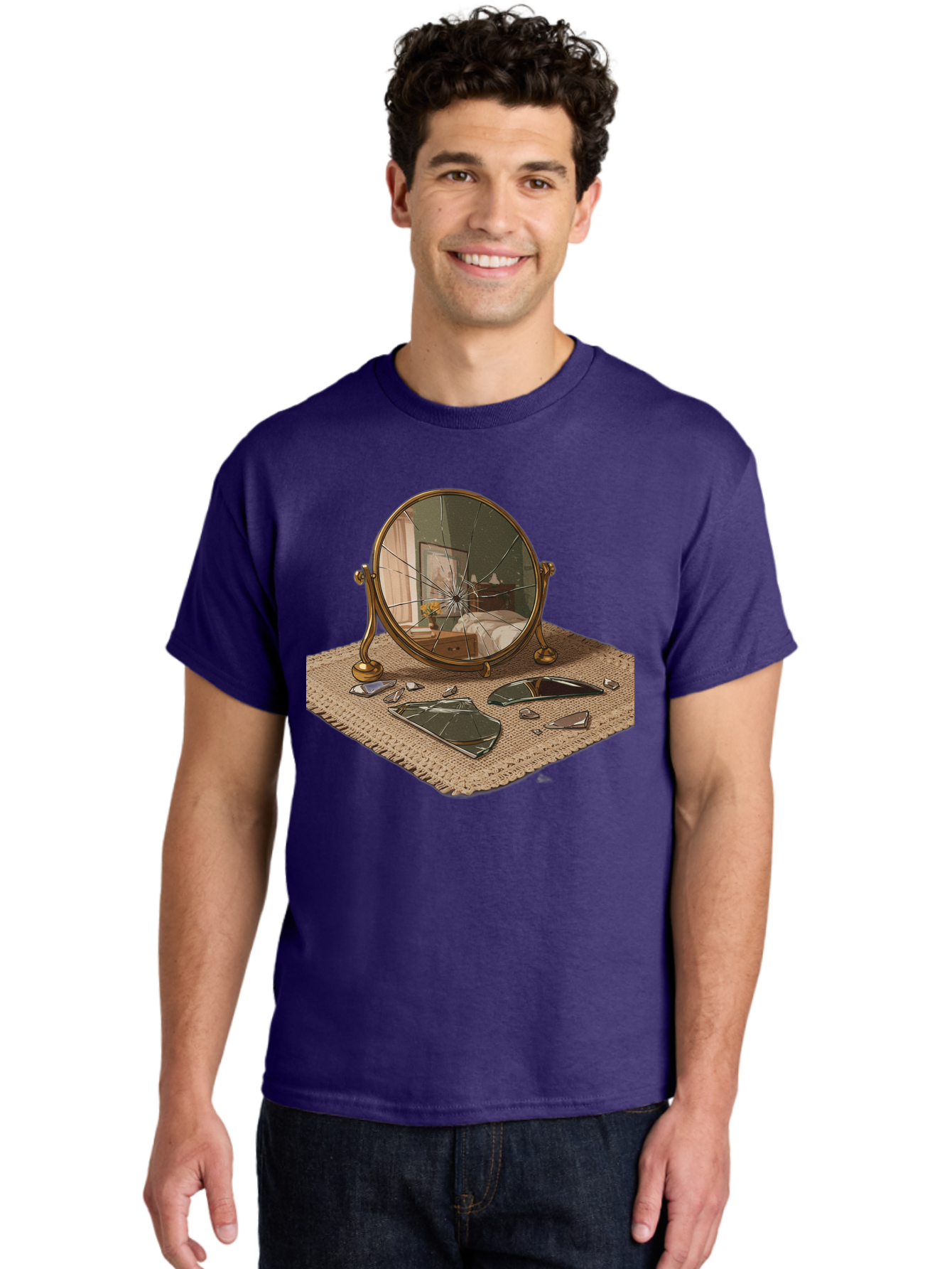 Broken-Mirror-3 Men'S Graphic Tee, 100% Cotton, Comfortable Casual Summer Wear, Machine Washable, Vintage Camera, Old Camera, Antique Camera, Black Camera, Classic Photography, Photography Equipment, Nostalgic Device, Film Camera, Camera Art Bak131