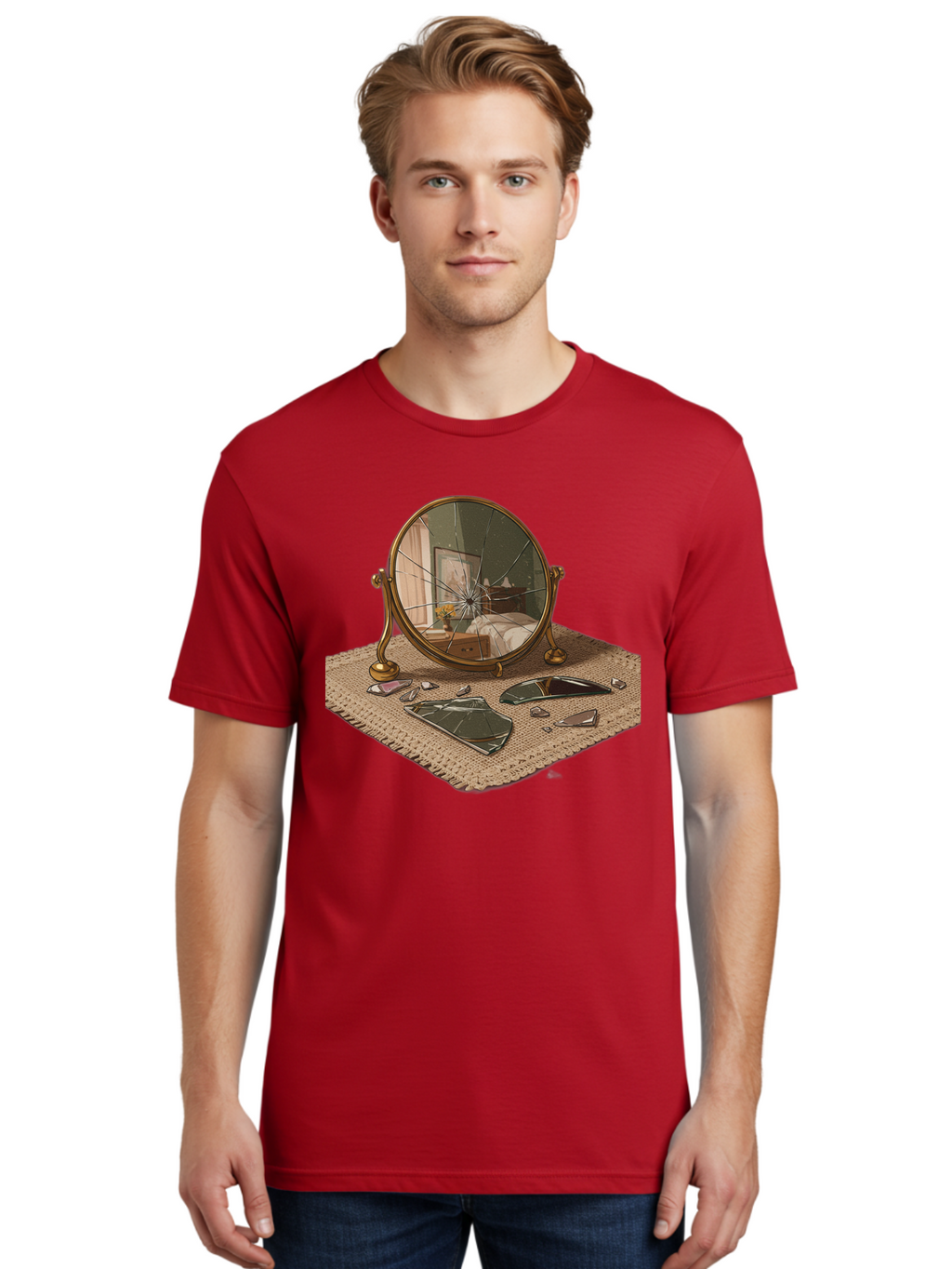 Broken-Mirror-3 Men'S Graphic Tee, 100% Cotton, Comfortable Casual Summer Wear, Machine Washable, Vintage Camera, Old Camera, Antique Camera, Black Camera, Classic Photography, Photography Equipment, Nostalgic Device, Film Camera, Camera Art Bak131