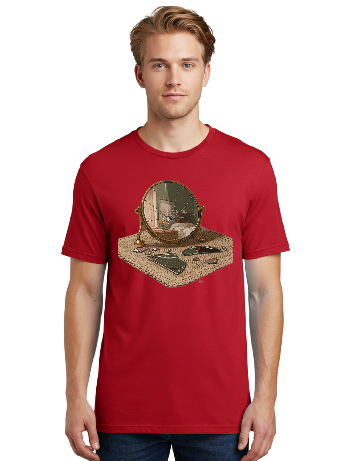 Broken-Mirror-3 Men'S Graphic Tee, 100% Cotton, Comfortable Casual Summer Wear, Machine Washable, Vintage Camera, Old Camera, Antique Camera, Black Camera, Classic Photography, Photography Equipment, Nostalgic Device, Film Camera, Camera Art Bak131