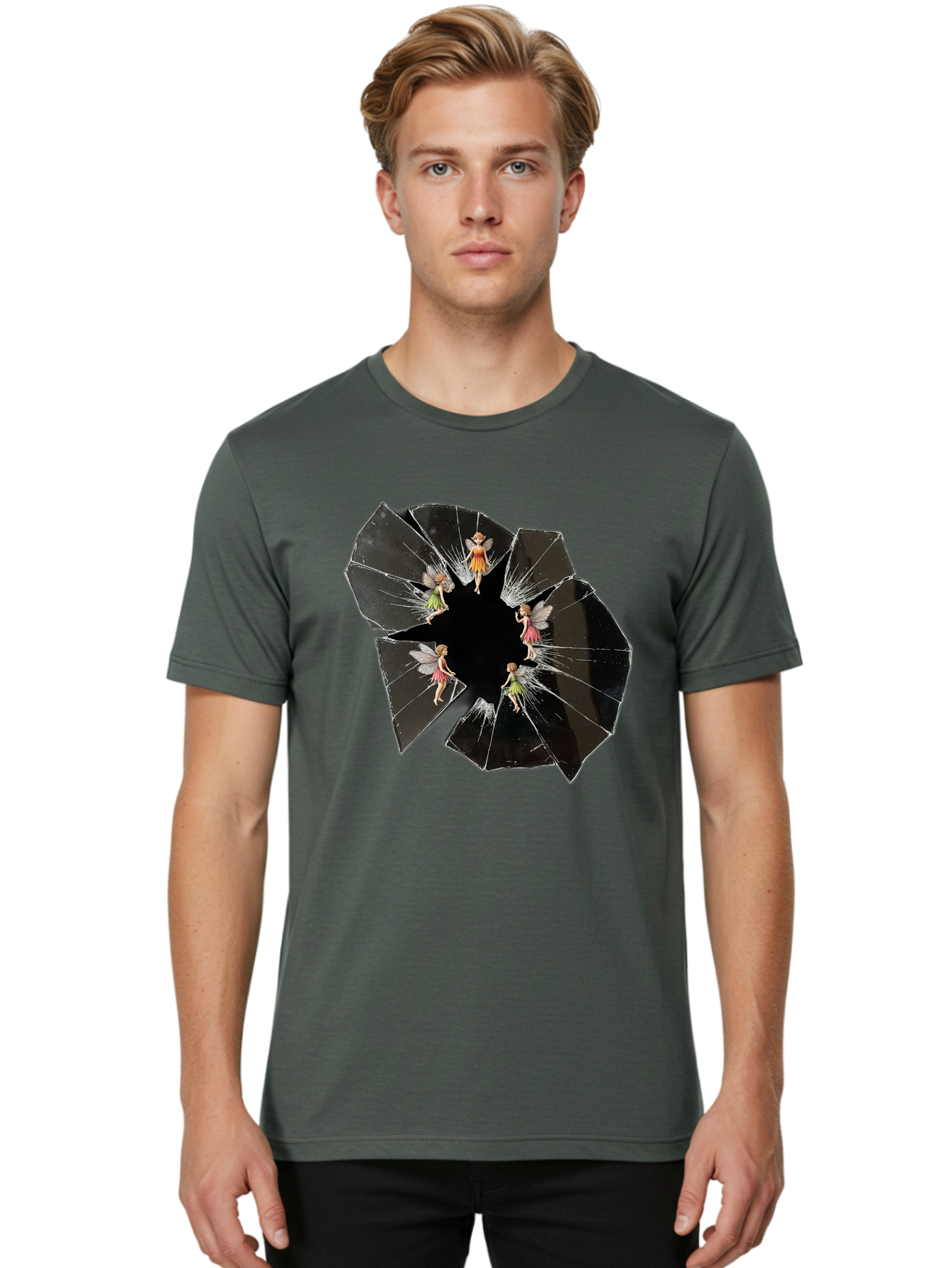 Broken-Mirror-Fairies Men'S Graphic Tee, 100% Cotton, Comfortable Casual Summer Wear, Machine Washable, Vintage Camera, Old Camera, Antique Camera, Black Camera, Classic Photography, Photography Equipment, Nostalgic Device, Film Camera, Bak133
